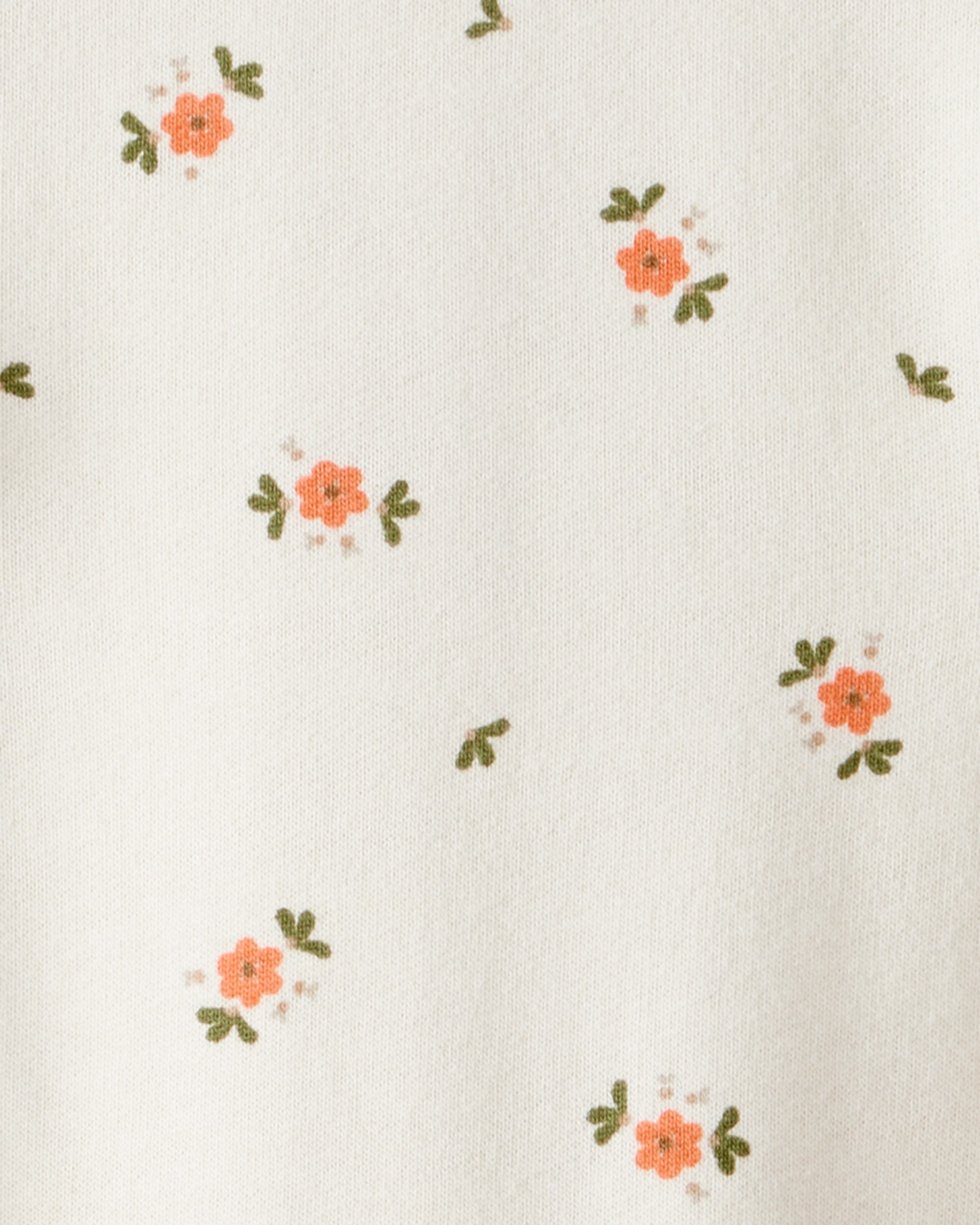 Baby Girl Floral Ruffle Cotton Long-Sleeve Jumpsuit - Cream