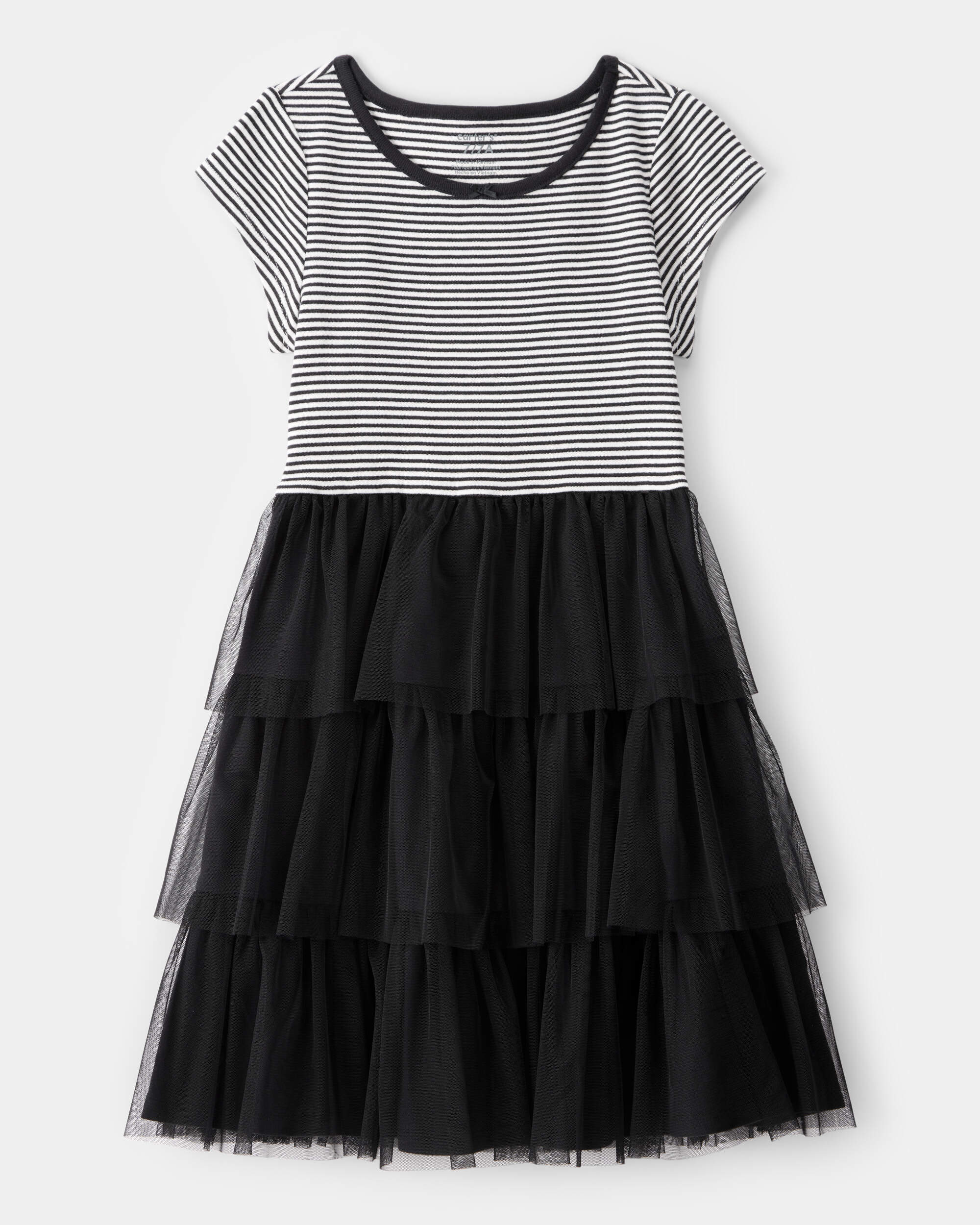 Kid Halloween Striped Tiered Tulle Dress