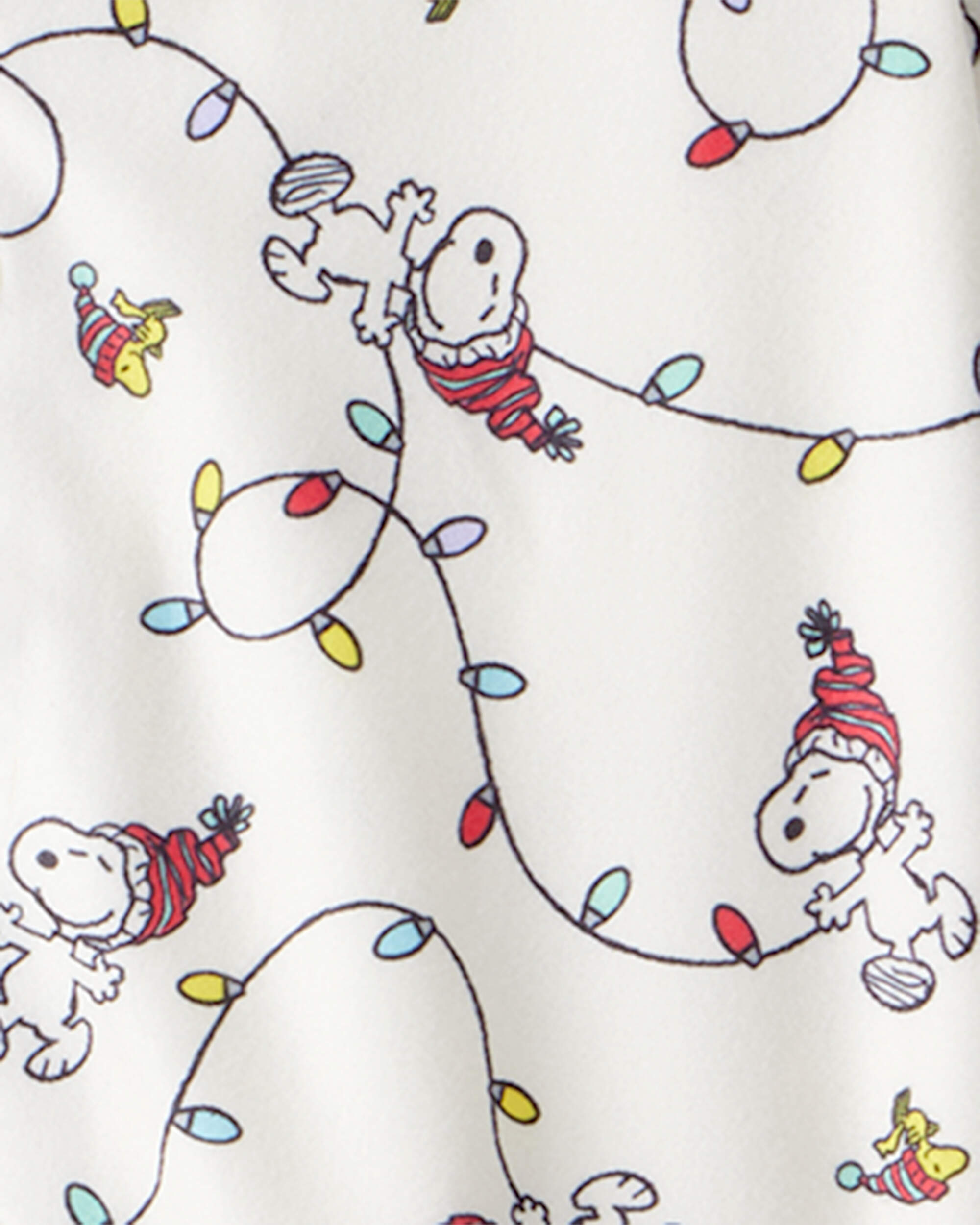Toddler Peanuts Snoopy Print Fleece Long-Sleeve Loose Fit 2-Piece Pyjamas - White