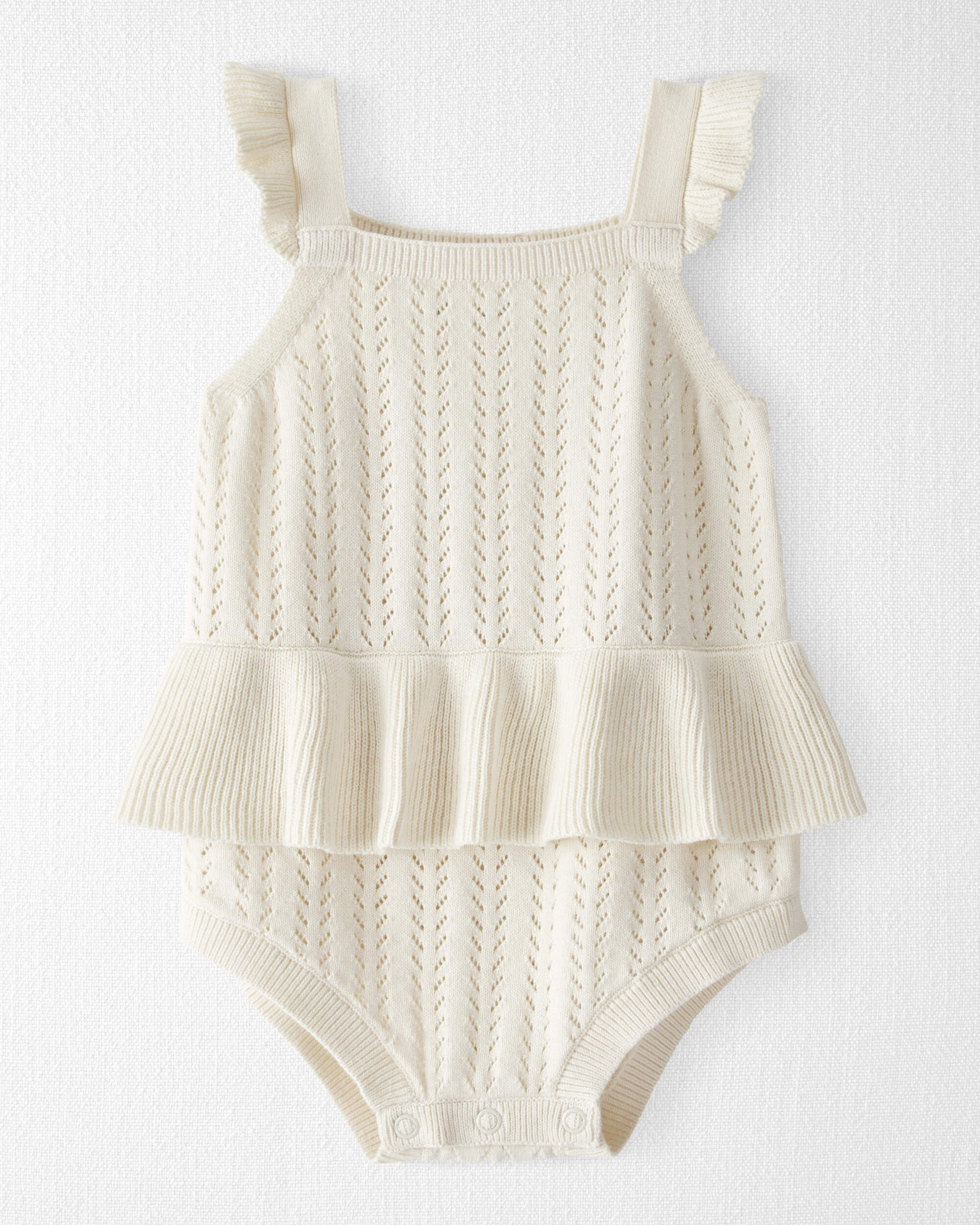 Baby Girl Organic Cotton Pointelle Bubble Cream