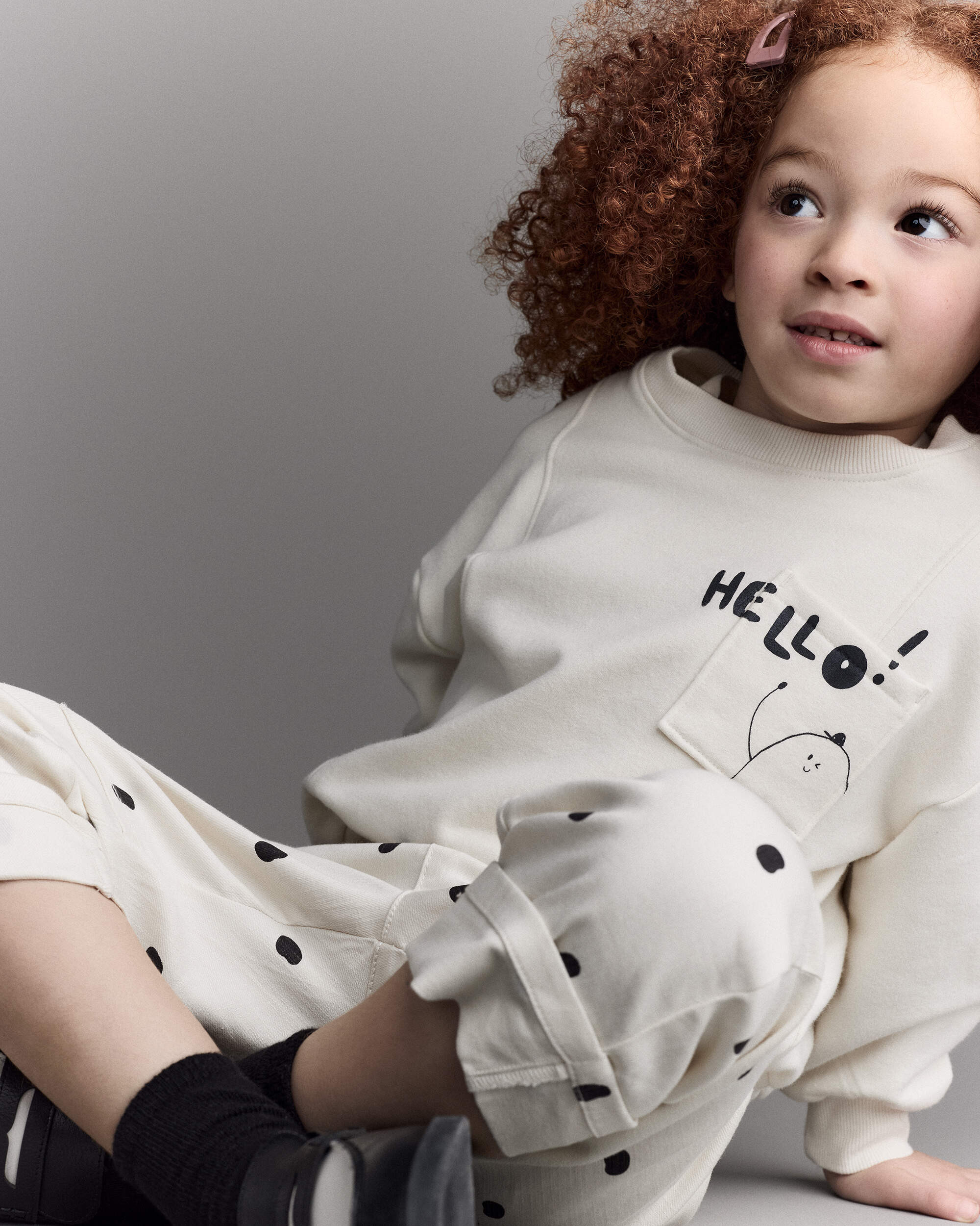 Toddler 'Hello!' Pullover Sweatshirt - Cream