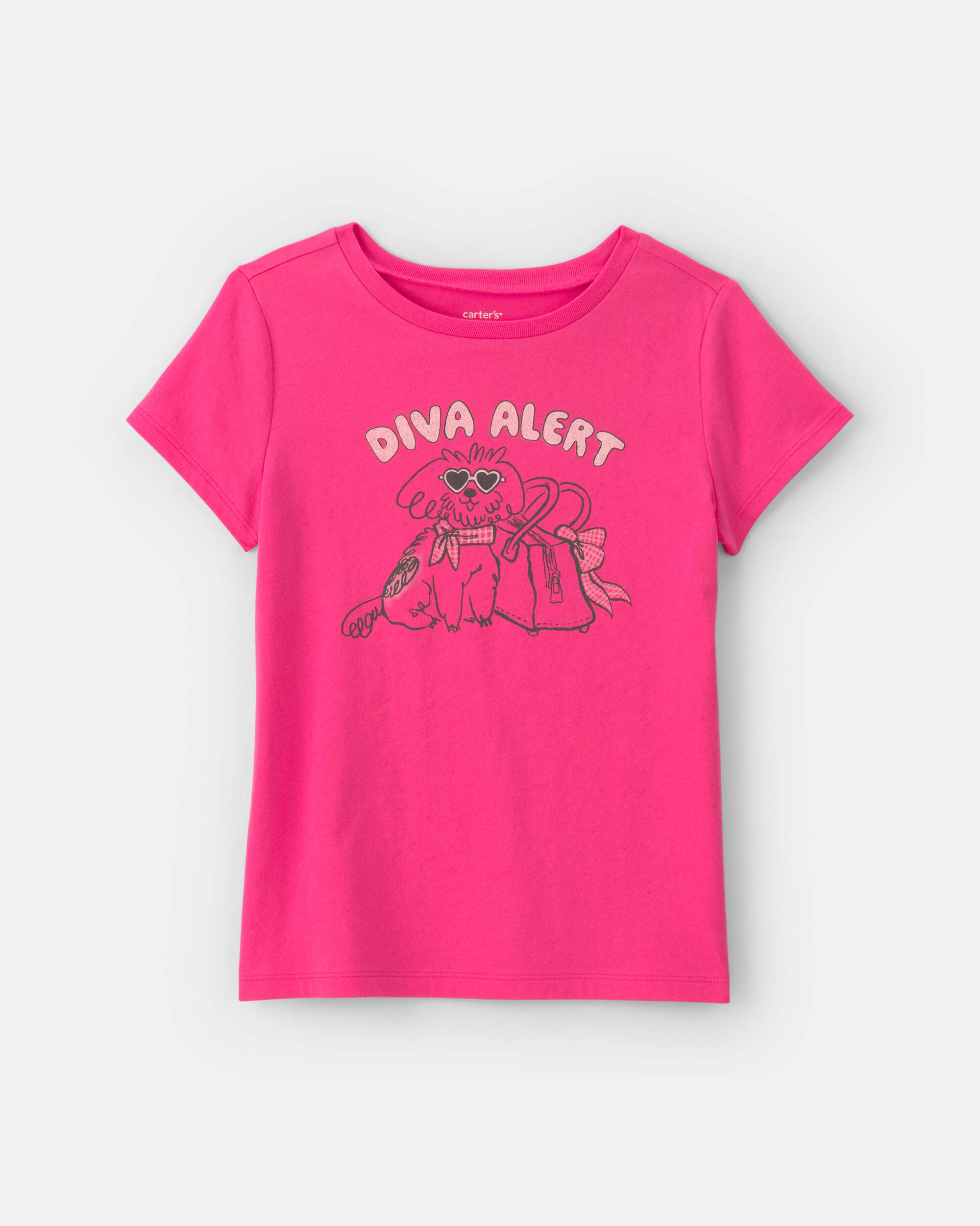 Girls 'Diva Alert' Dog Graphic Tee - Pink