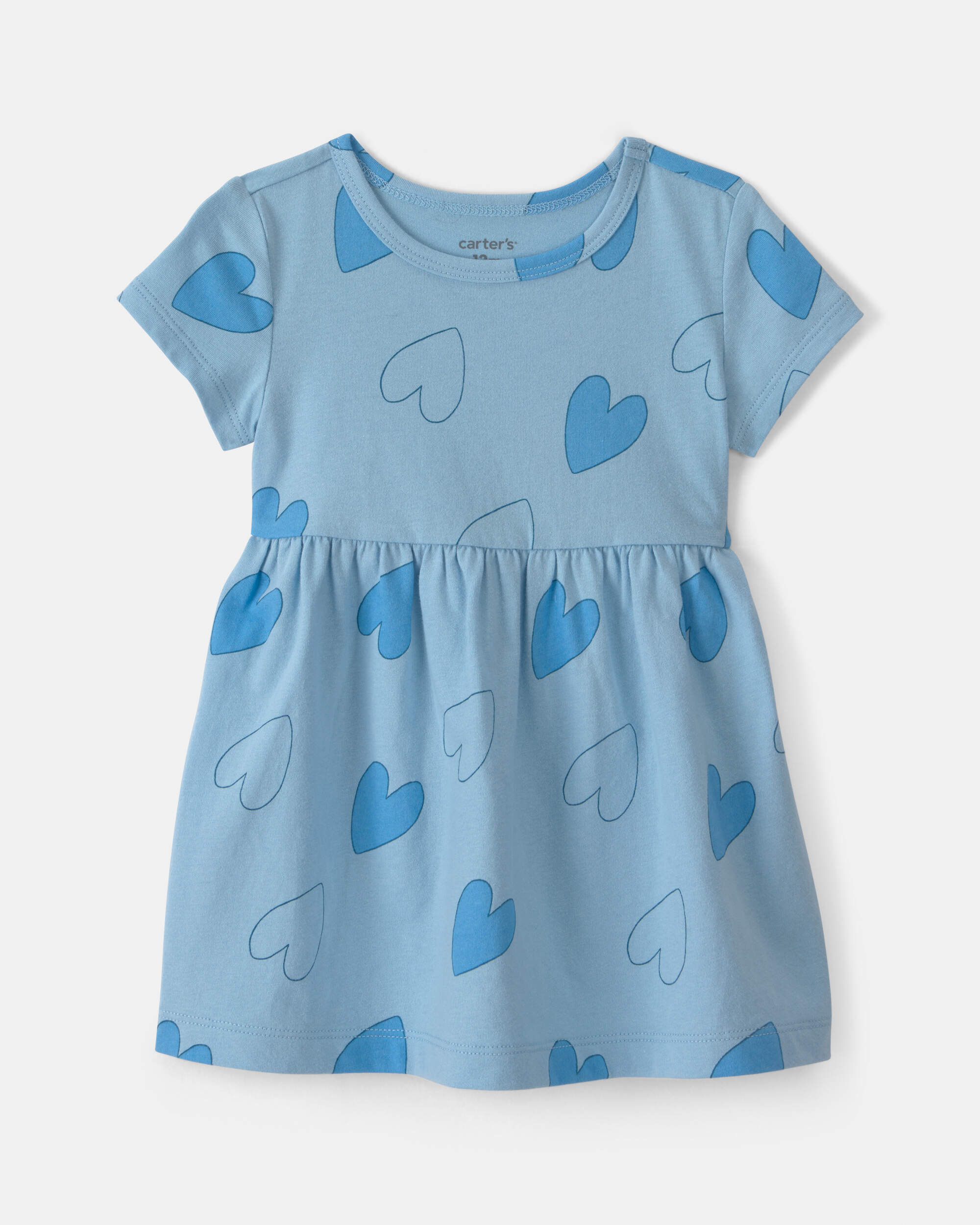 Baby Girl Heart Short-Sleeve Dress - Blue