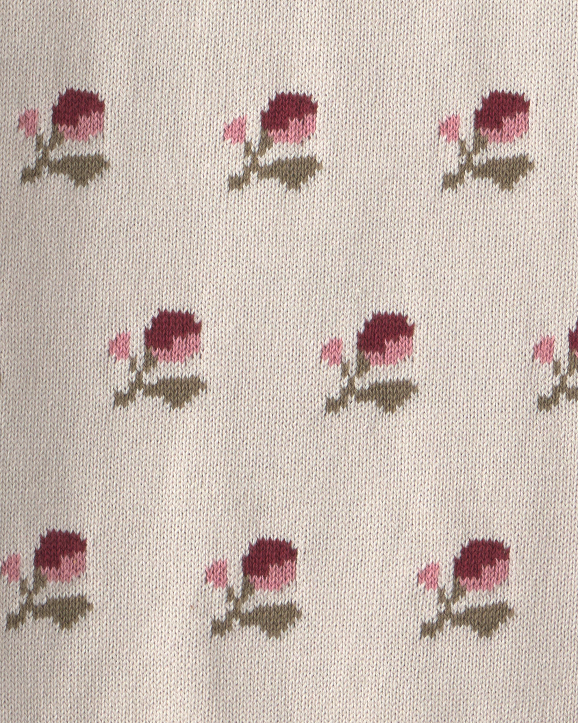 Girls Organic Cotton Sweater Knit Pullover Floral Jacquard