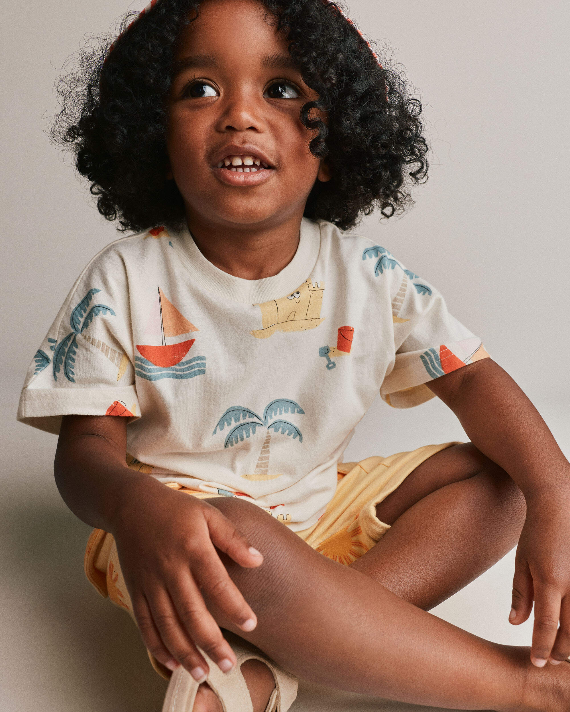 Toddler Dolman Tee Sandcastle Print - Cream
