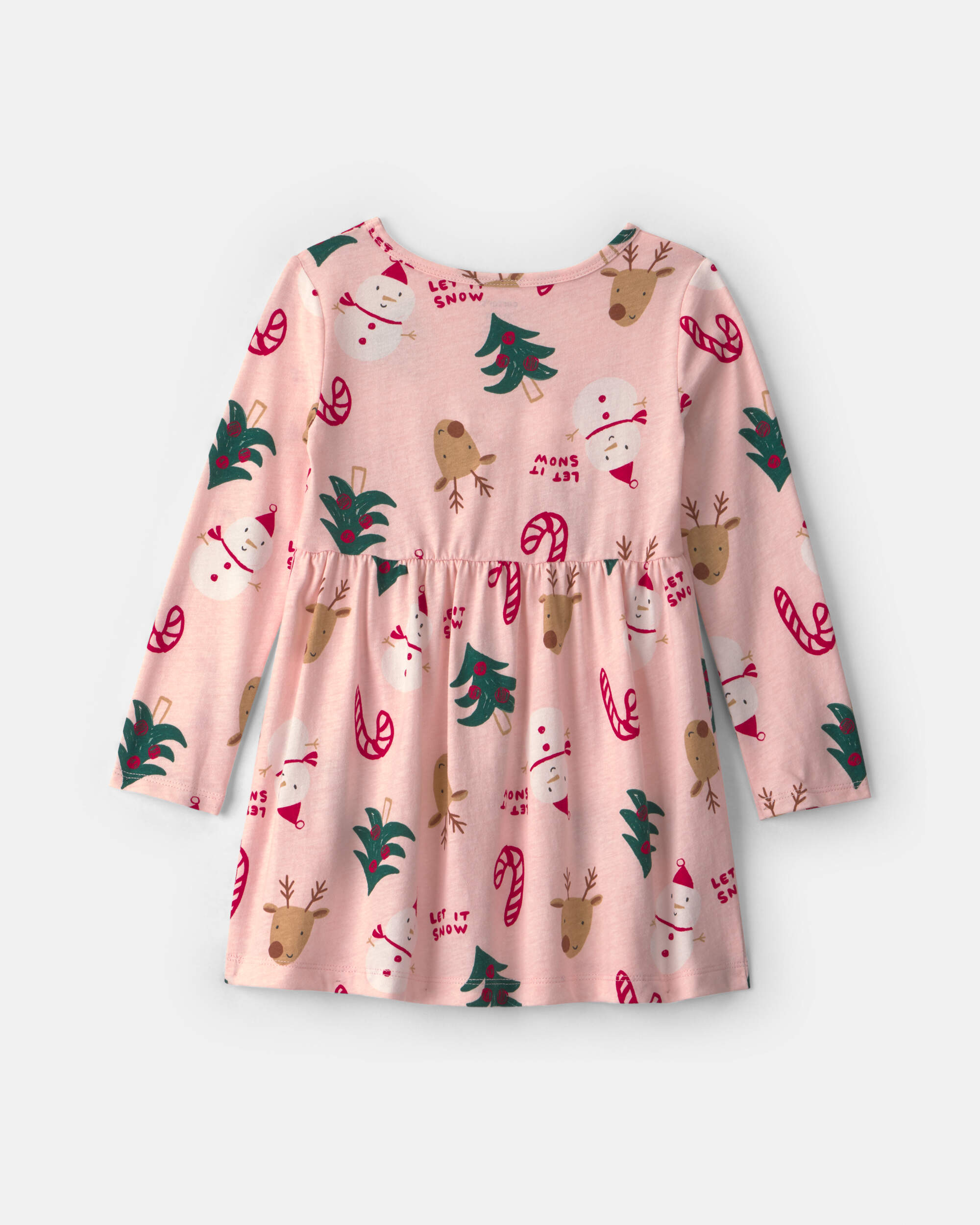Toddler Girl Christmas Long-Sleeve Dress - Pink