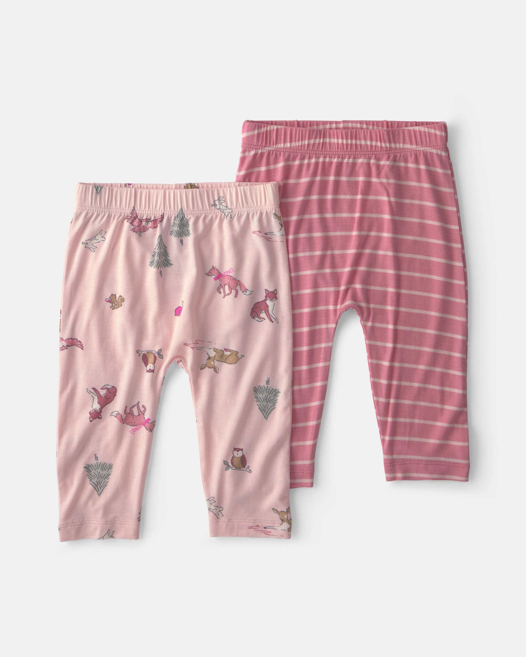 Baby Girl 2-Pack Woodland PurelySoft™ Pull-On Pants - Pink