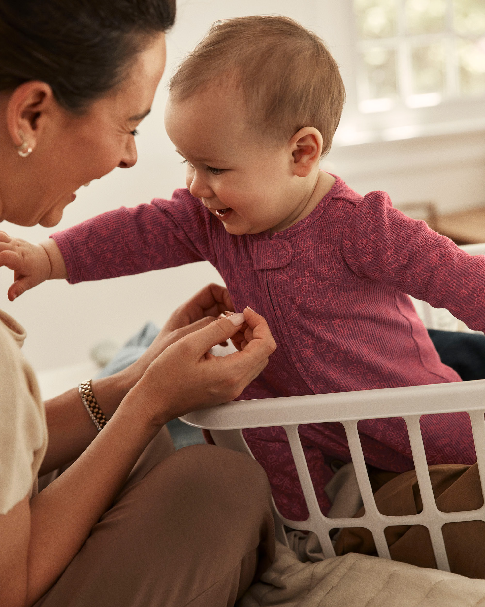 Floral Print Cotton Long-Sleeve 2-Way Zip Sleeper - Pink
