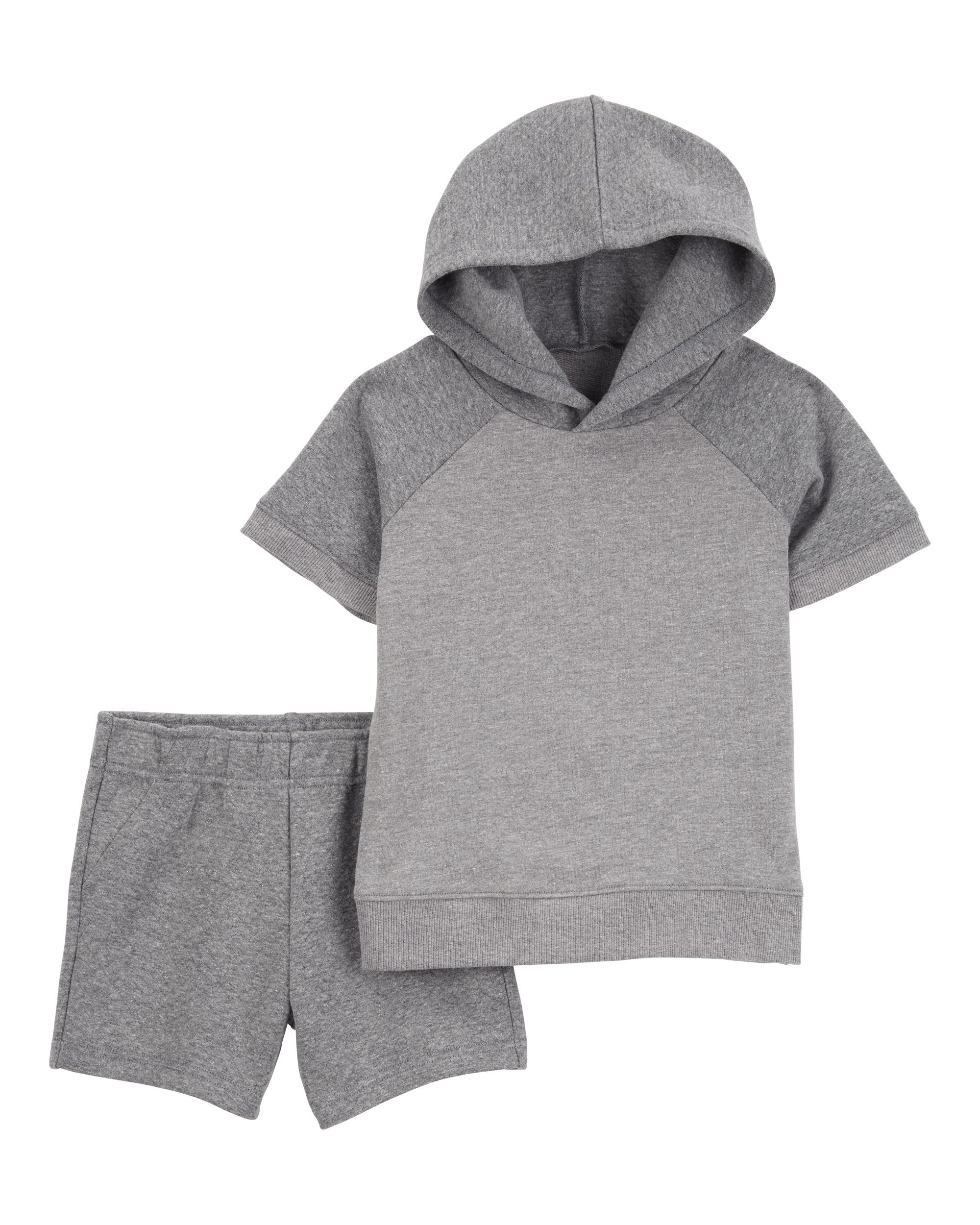 Toddler 2-Piece Quilted Hooded Outfit Set - Grey