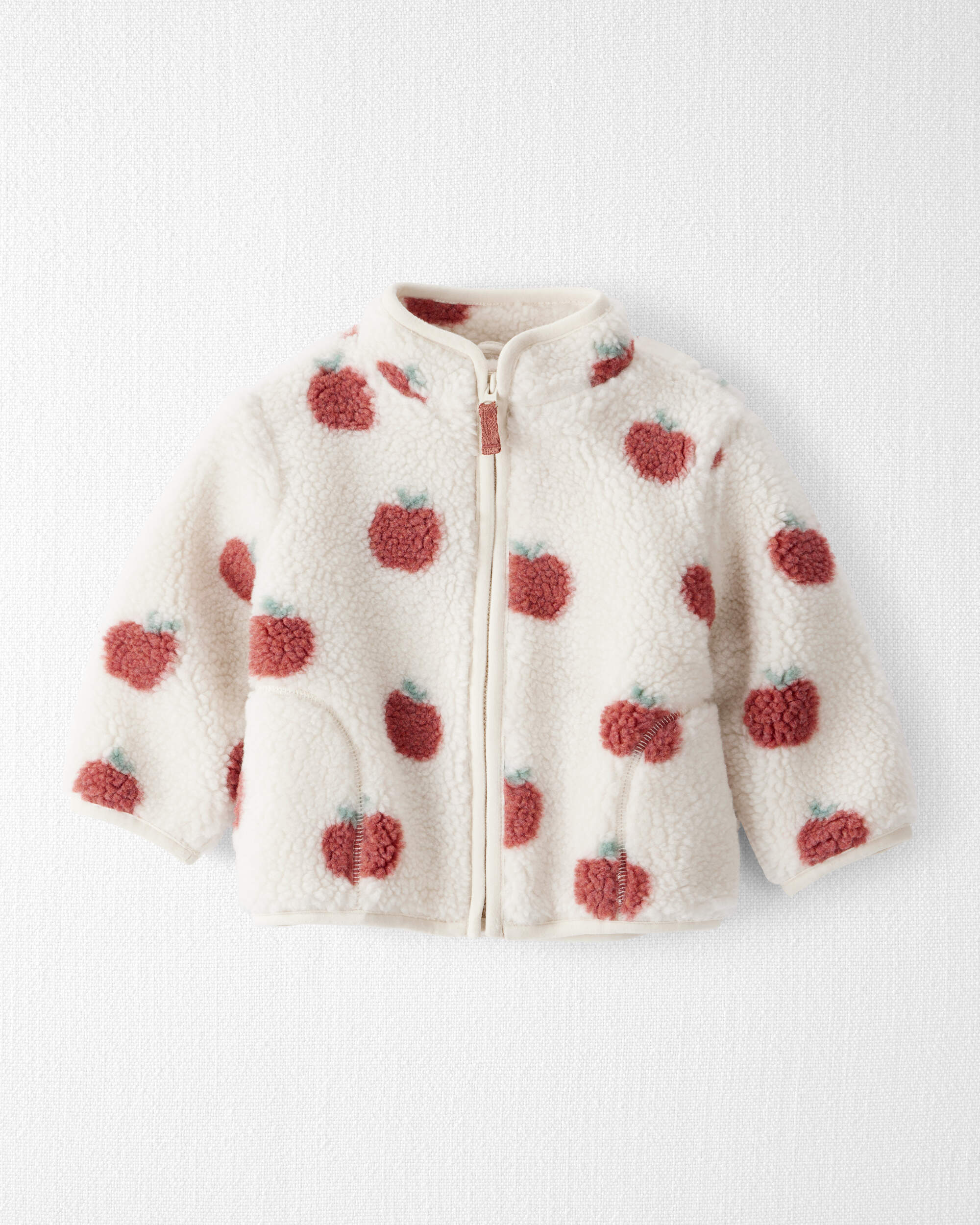 Baby Girl Recycled Sherpa Jacket Apple Print