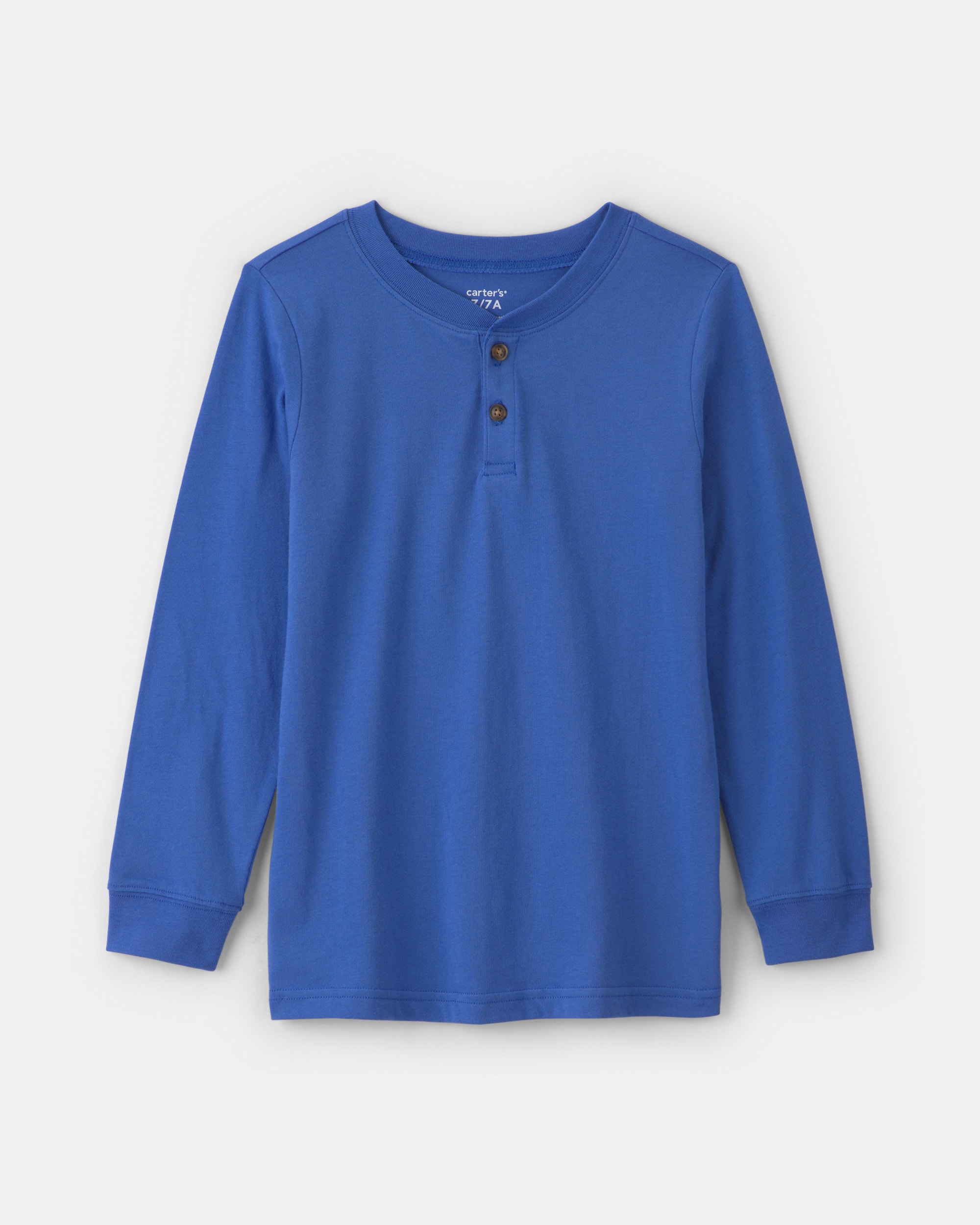 Boys Long-Sleeve Henley T-Shirt - Blue