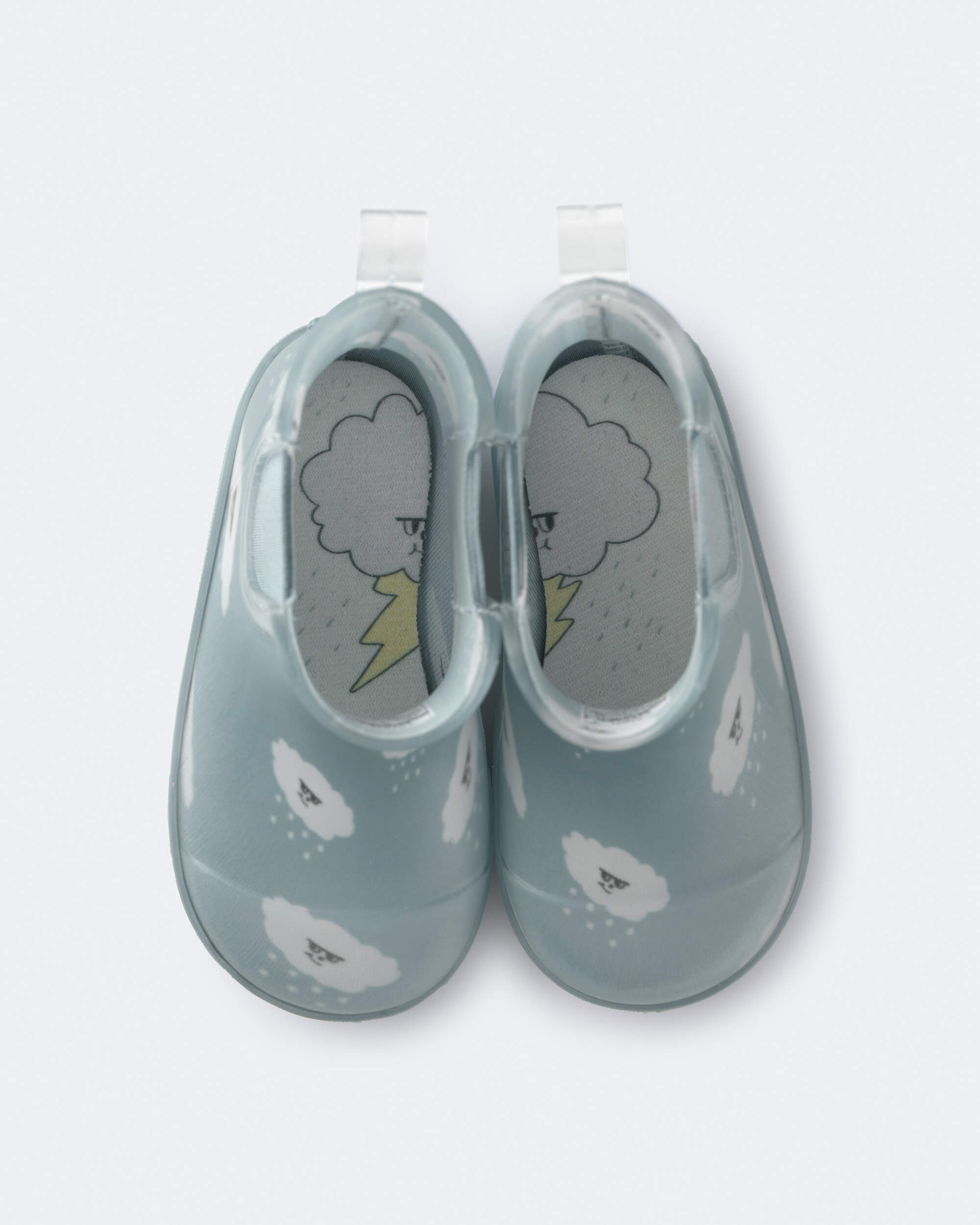 Kid Rainboots Rain Cloud Print - Pale Blue