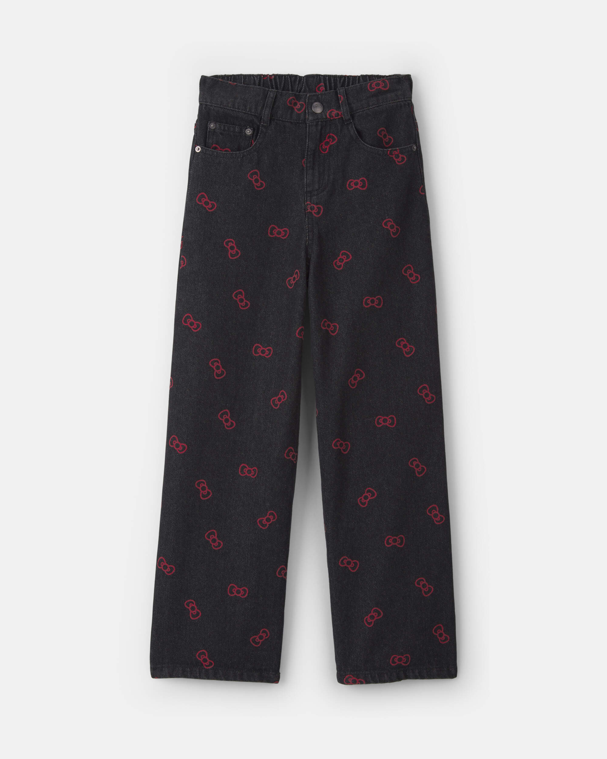 Girls Hello Kitty® Bow Baggy Jeans - Black/Red