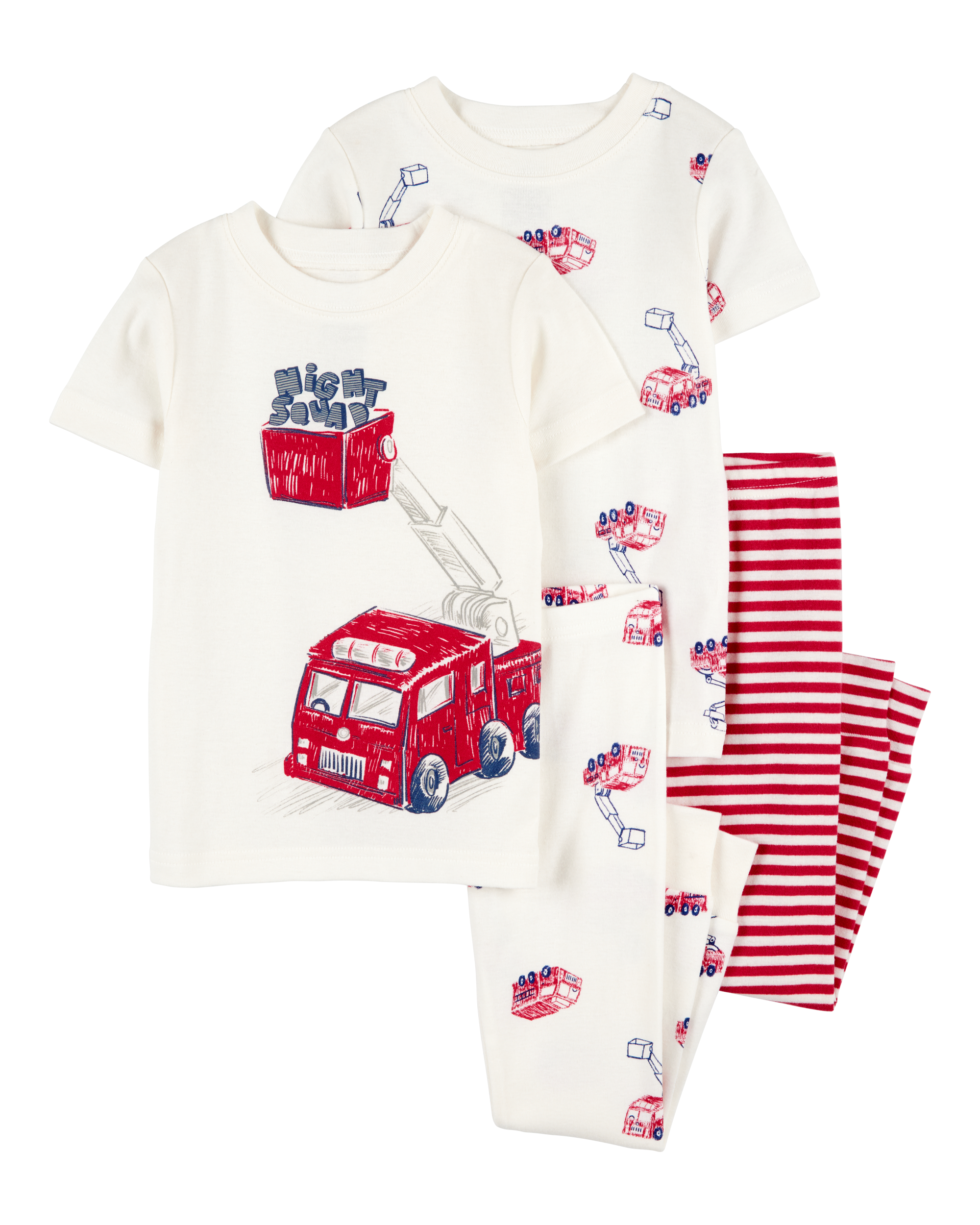 Baby 4-Piece Fire Truck Cotton Pyjamas