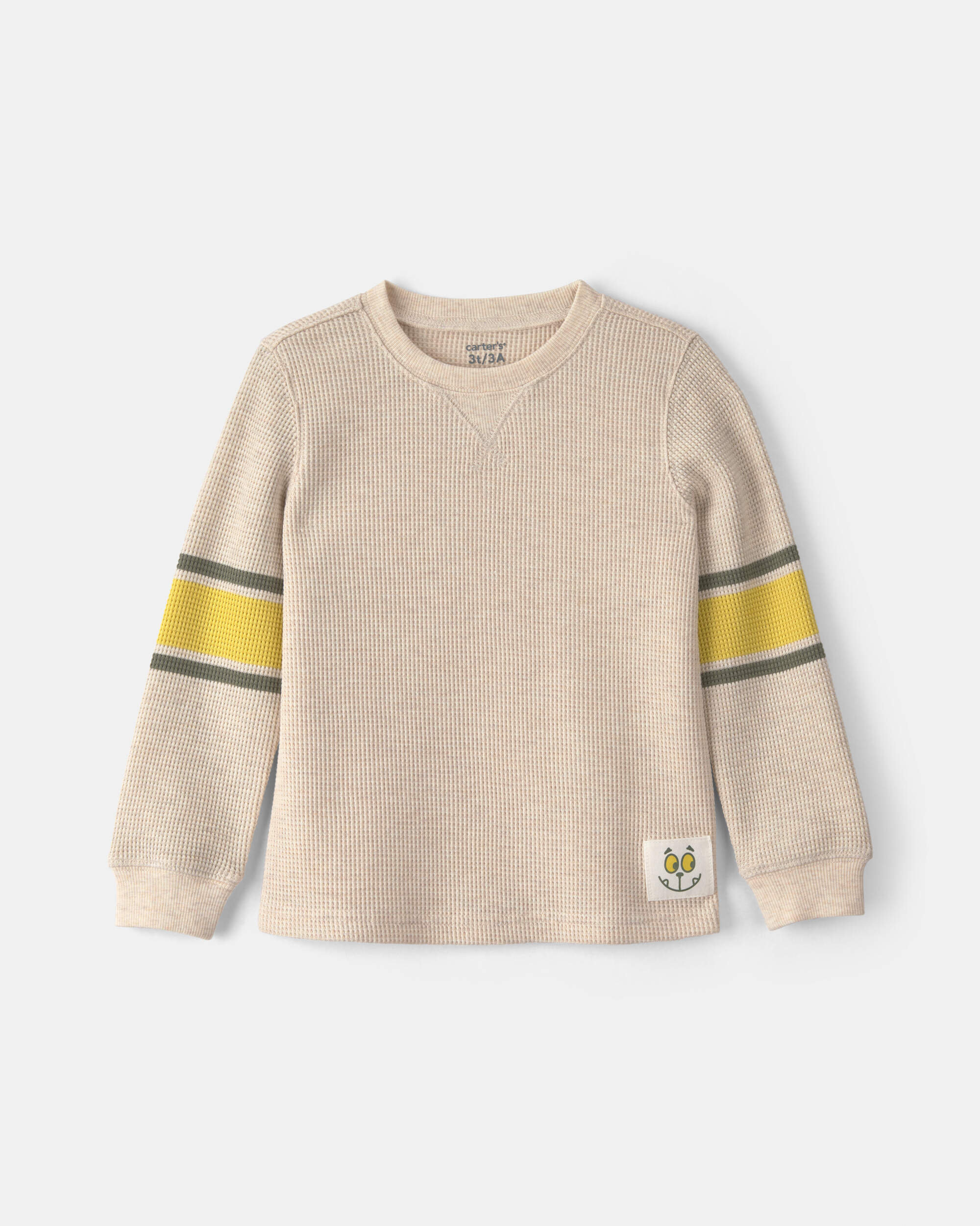 Toddler Boy Striped Thermal Long-Sleeve T-Shirt - Cream