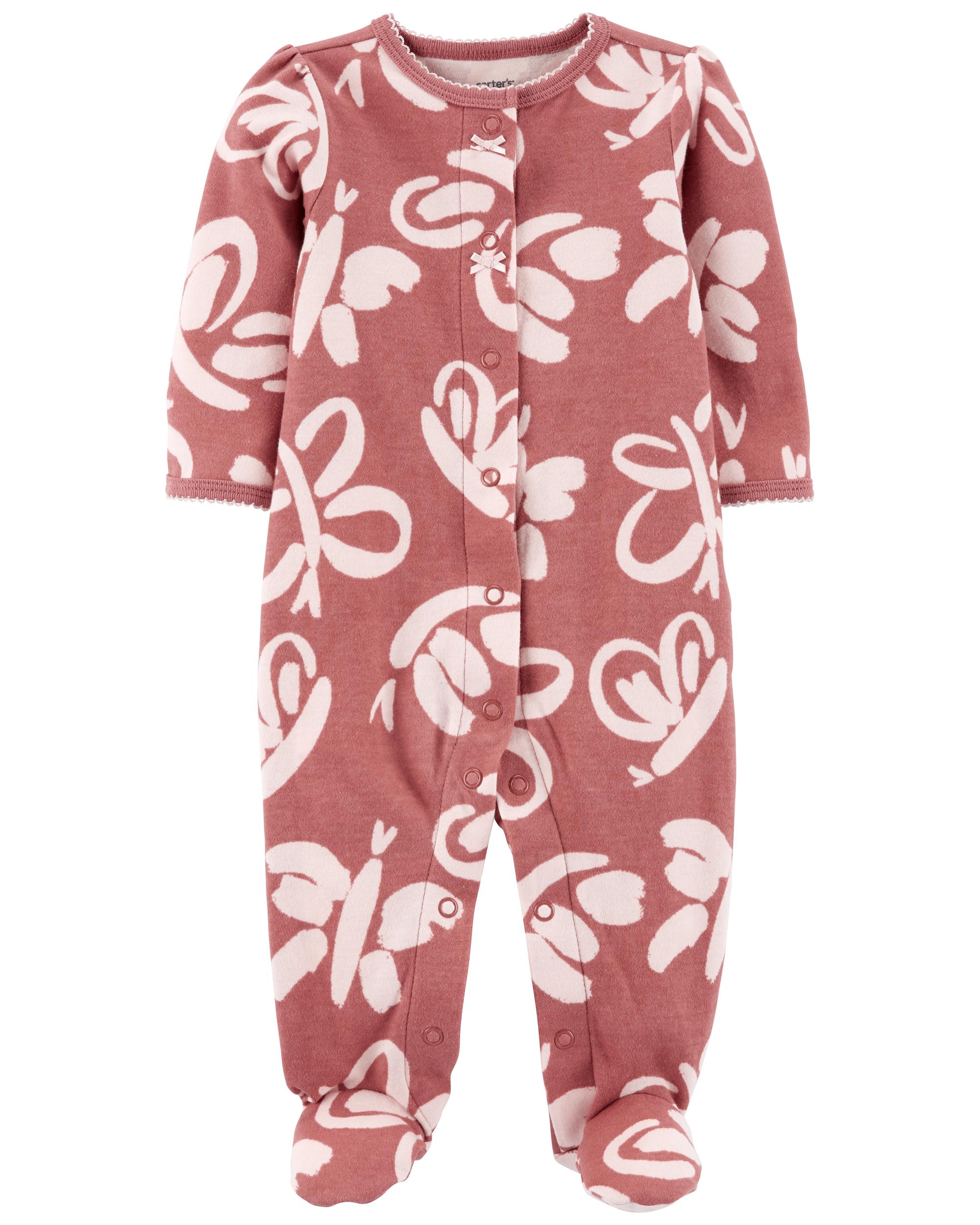 Butterfly Snap-Up Cotton Sleeper Pyjamas