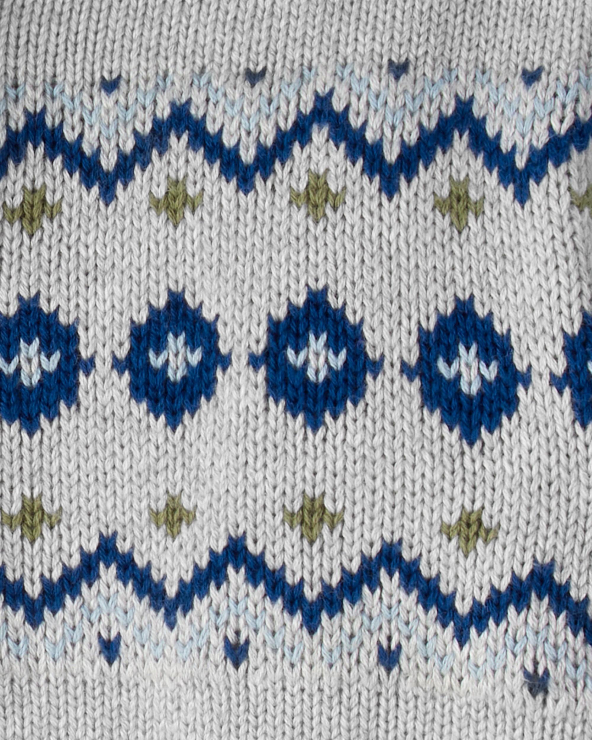 Toddler Boy Organic Cotton Fair Isle Sweater Knit Jacket