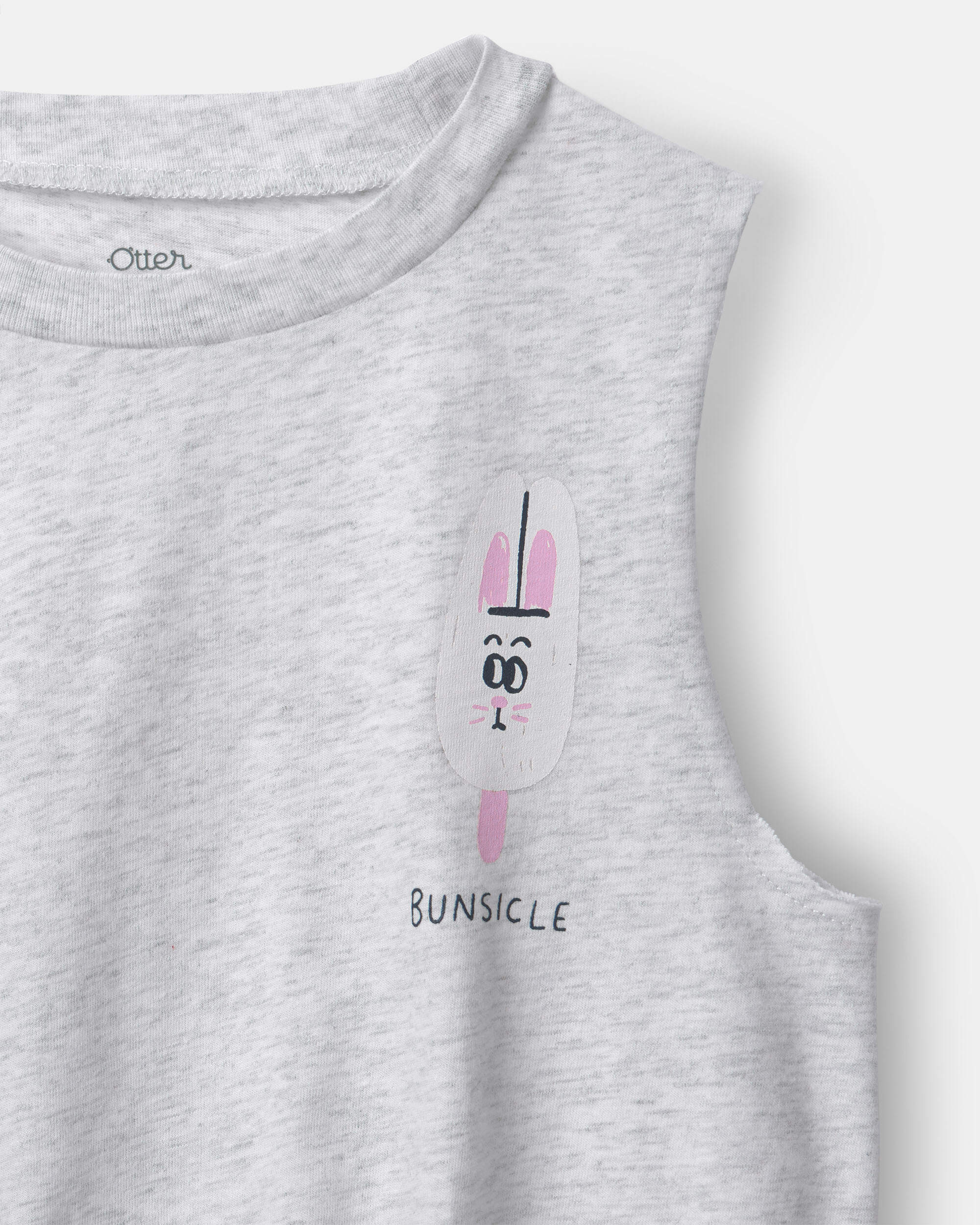 Toddler Girl 'Bunsicle' Elastic Waist Tank - Heather Grey