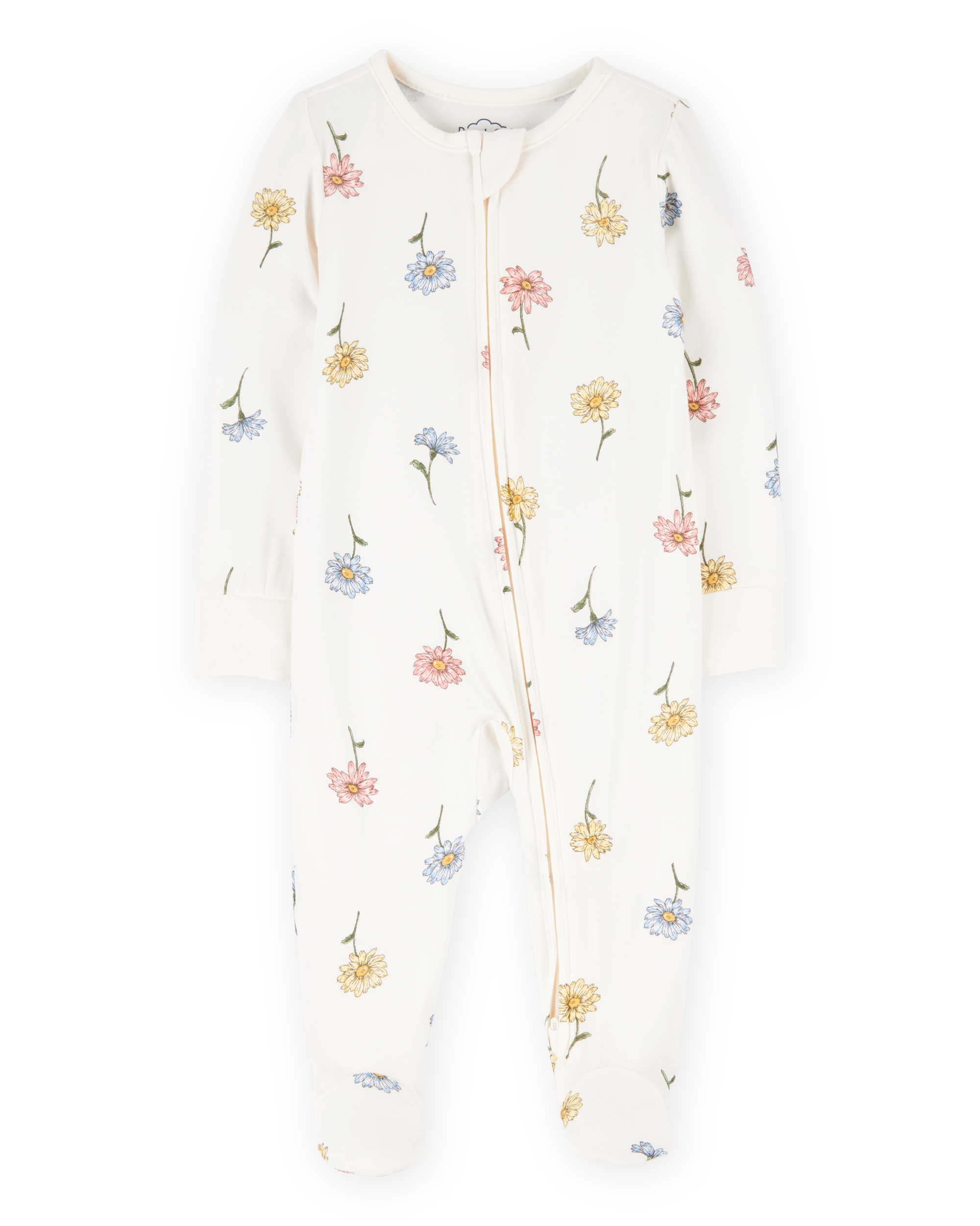 Baby Girl Floral Print 2-Way Zip PurelySoft Sleeper Pyjamas - Ivory