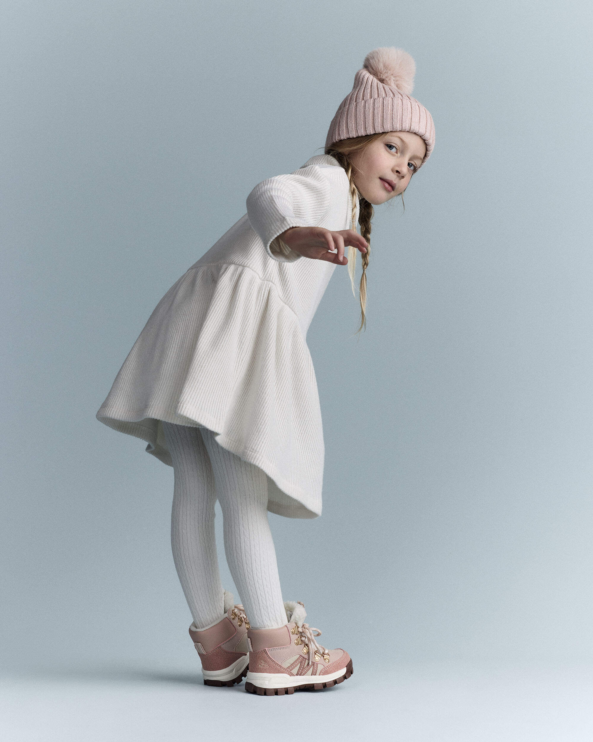 Toddler Girl Turtleneck Sweater Dress - Cream