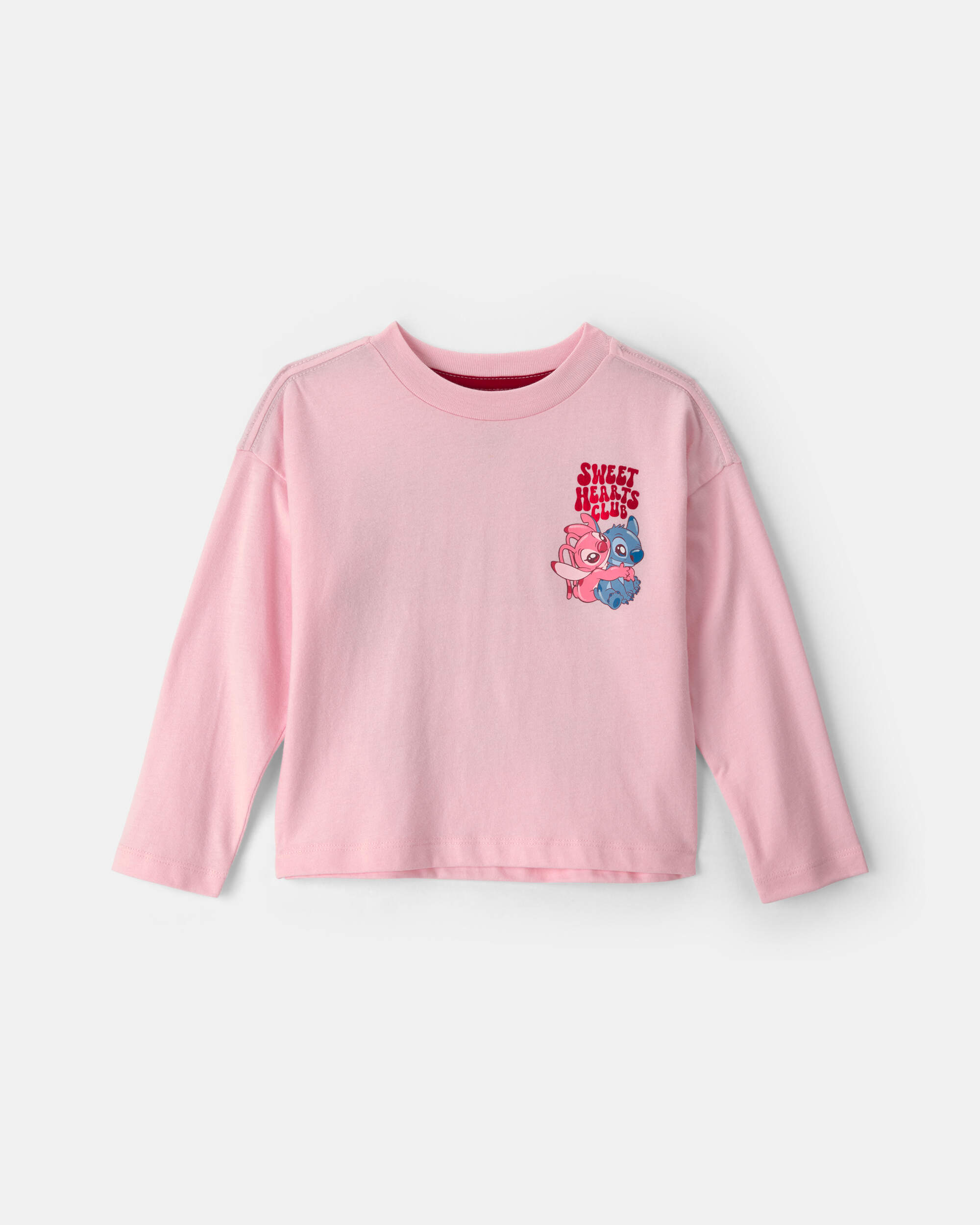 Toddler Girl 'Sweet Hearts Club' Disney© Lilo & Stitch Valentine's Day Graphic Top - Pink