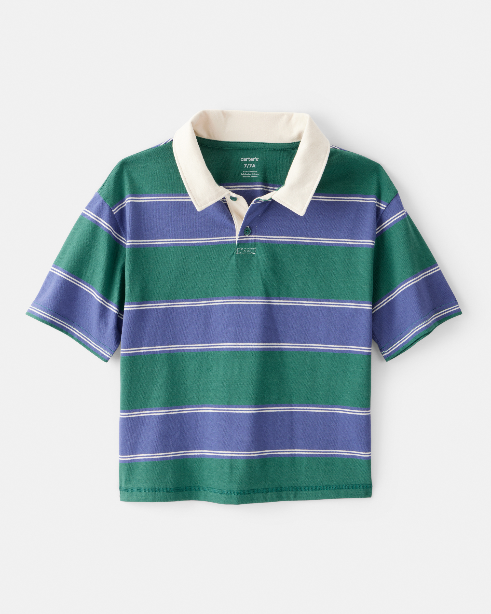 Boys Cotton Short-Sleeve Stripe Polo