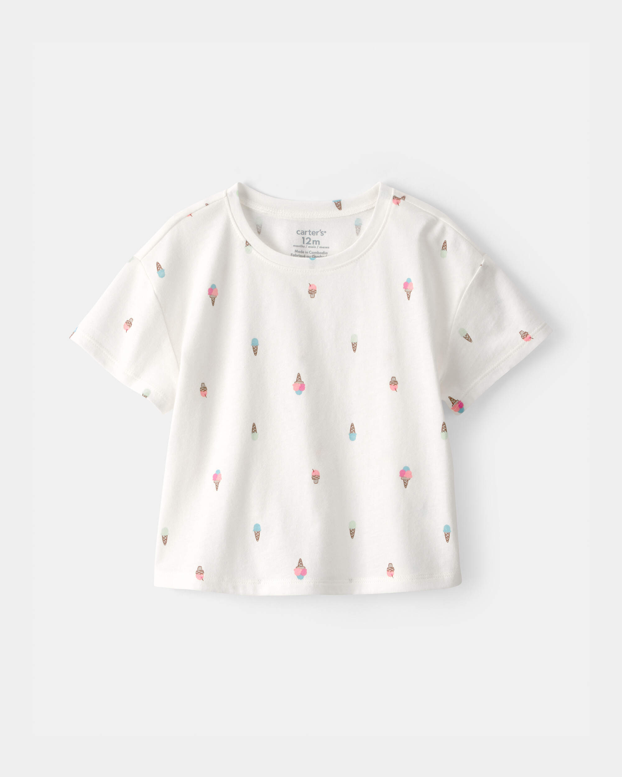 Baby Girl Ice Cream Top - White