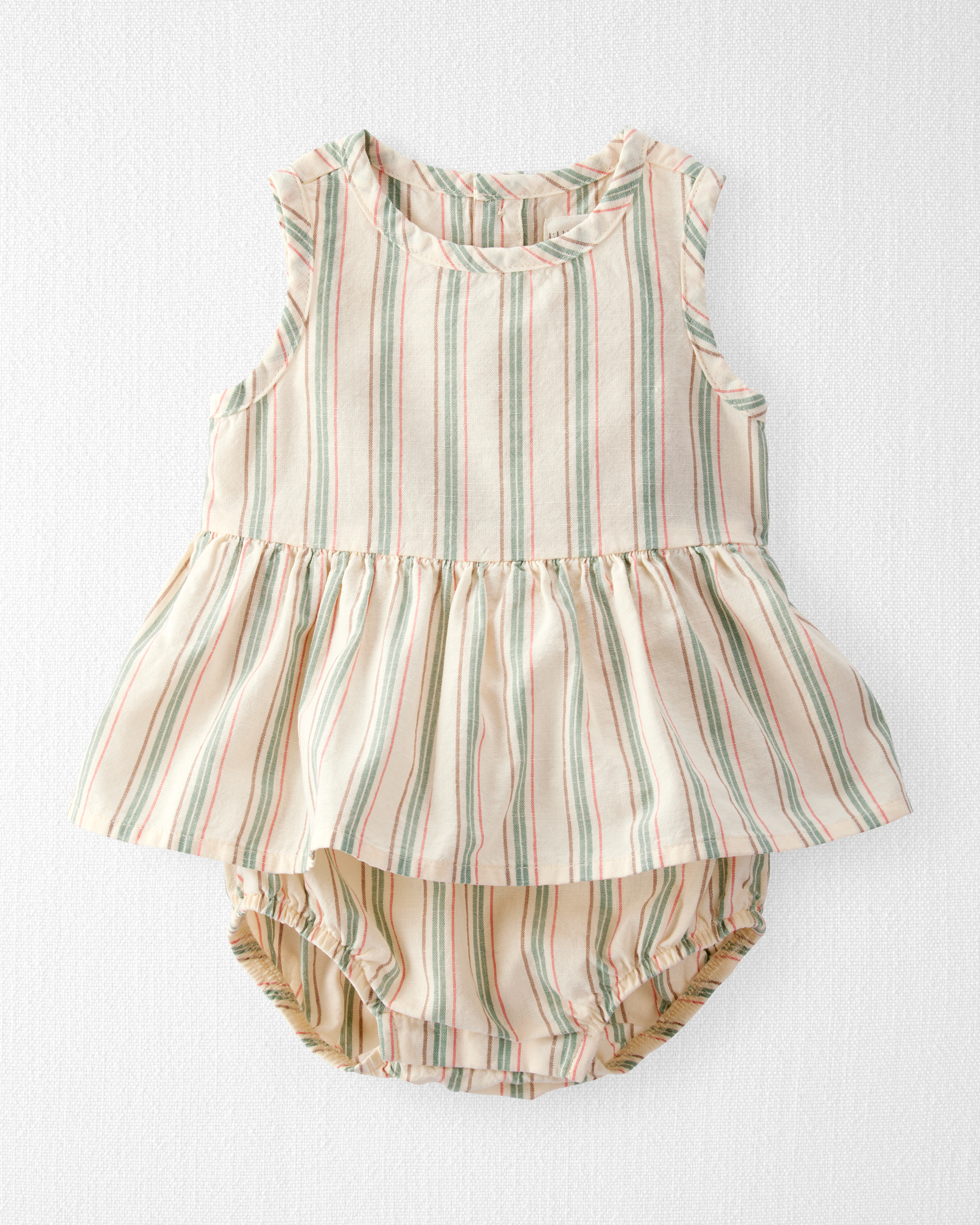 Baby Linen Striped Sunsuit Made with Organic Cotton