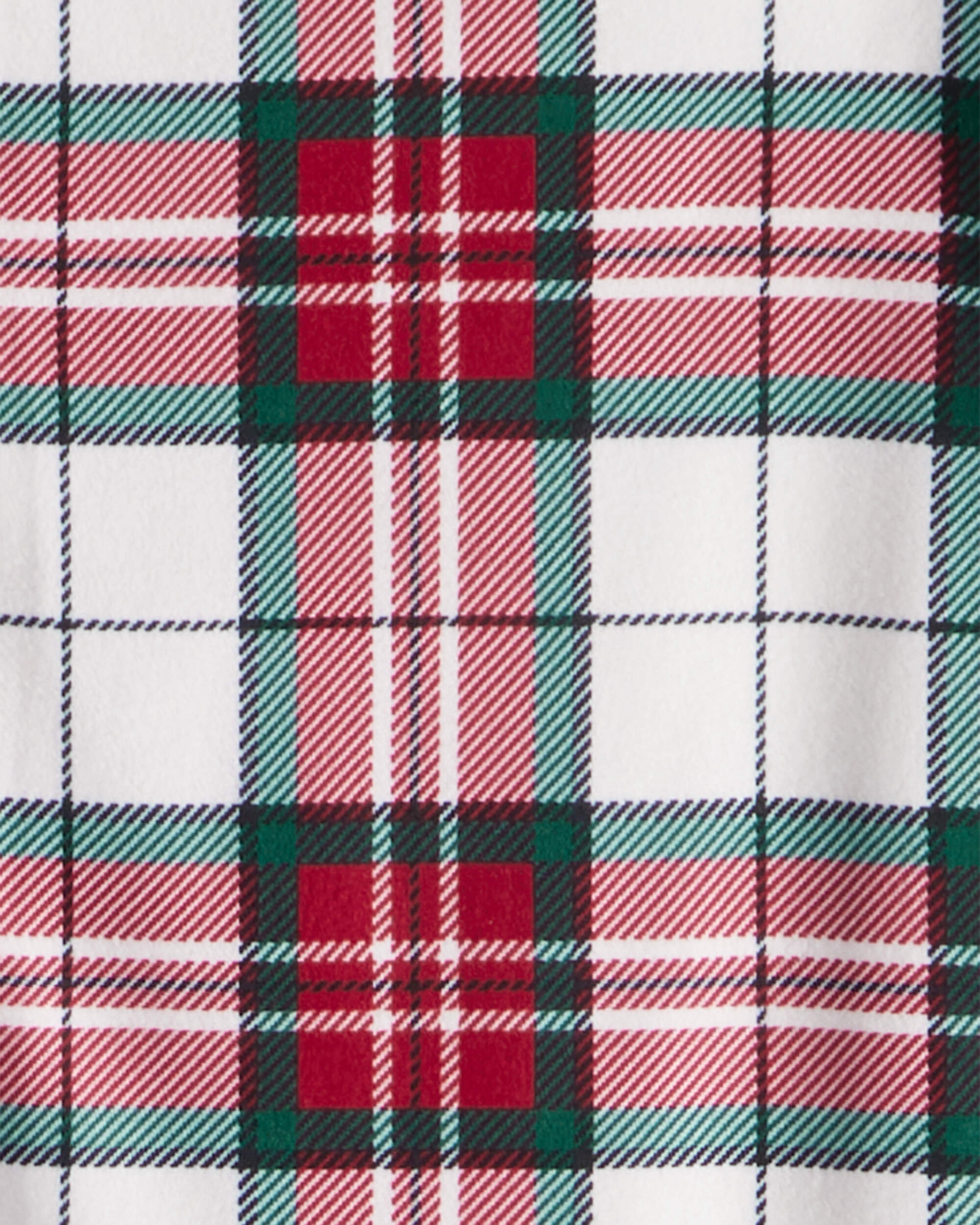 Adult Flannel Plaid Print Long-Sleeve Loose Fit 2-Piece Pyjamas - Red/Green