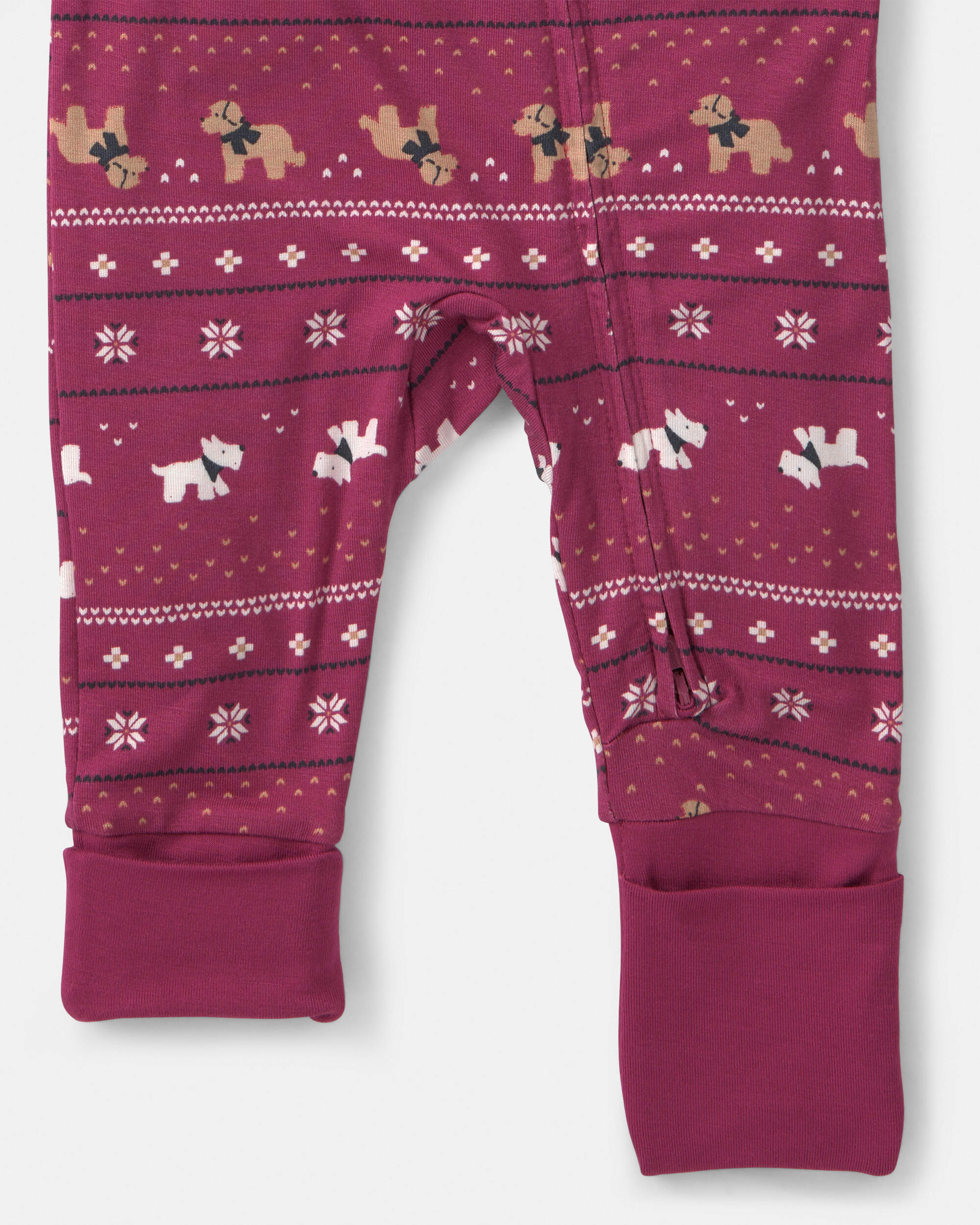Baby Fair Isle PurelySoft™ 2-Way Zip Sleep & Play Pyjamas - Burgundy