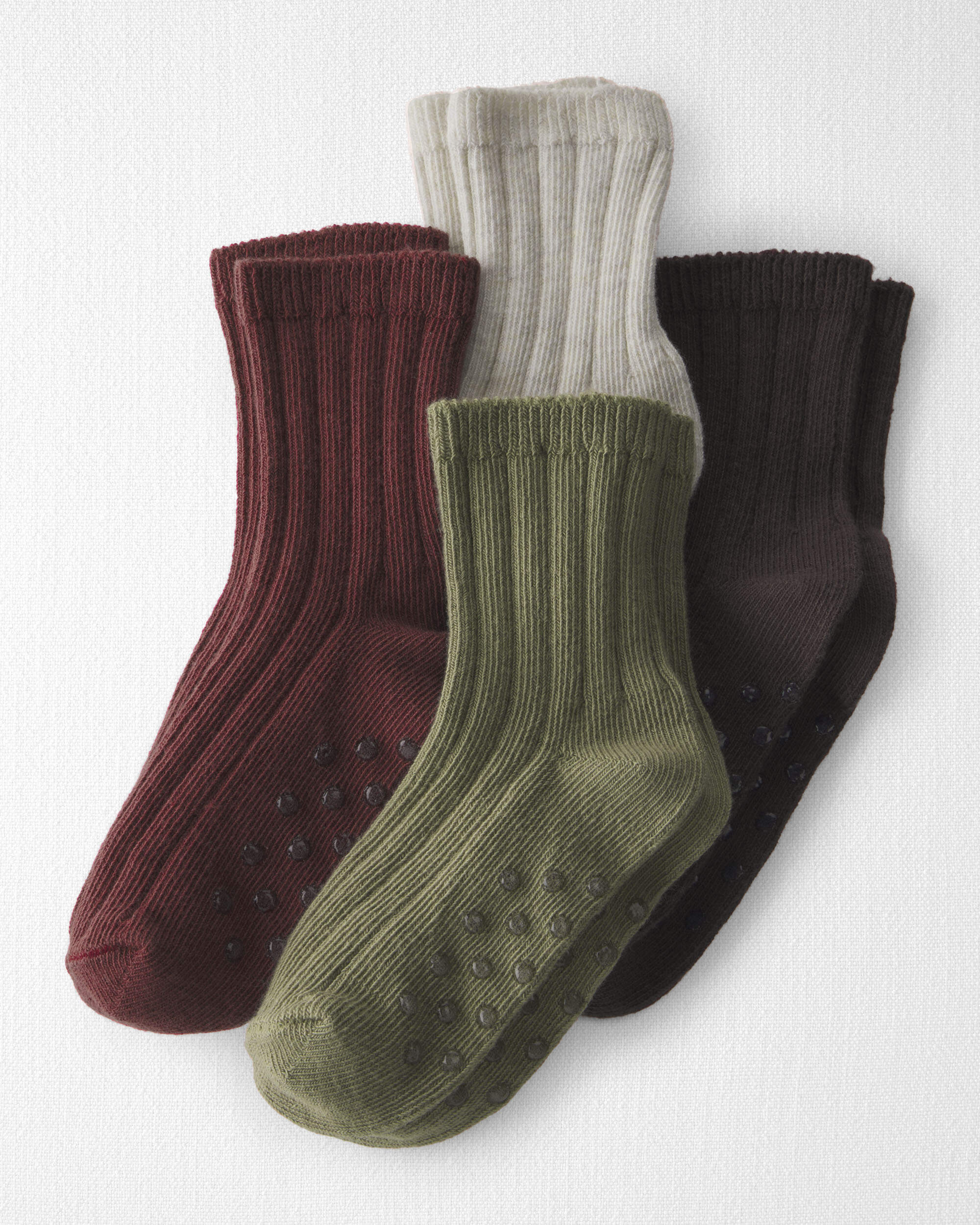 Toddler 4-Pack No-Slip Ankle Socks Made with Organic Cotton