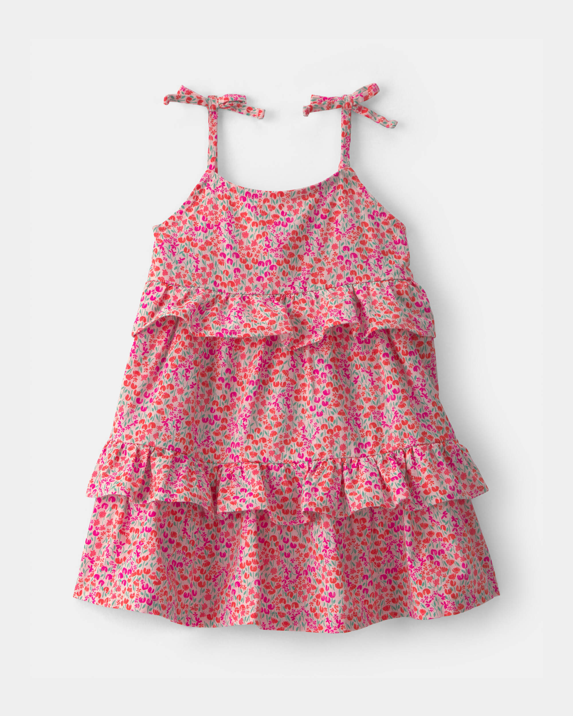 Baby Girl Floral Ruffle Tiered Dress - Pink