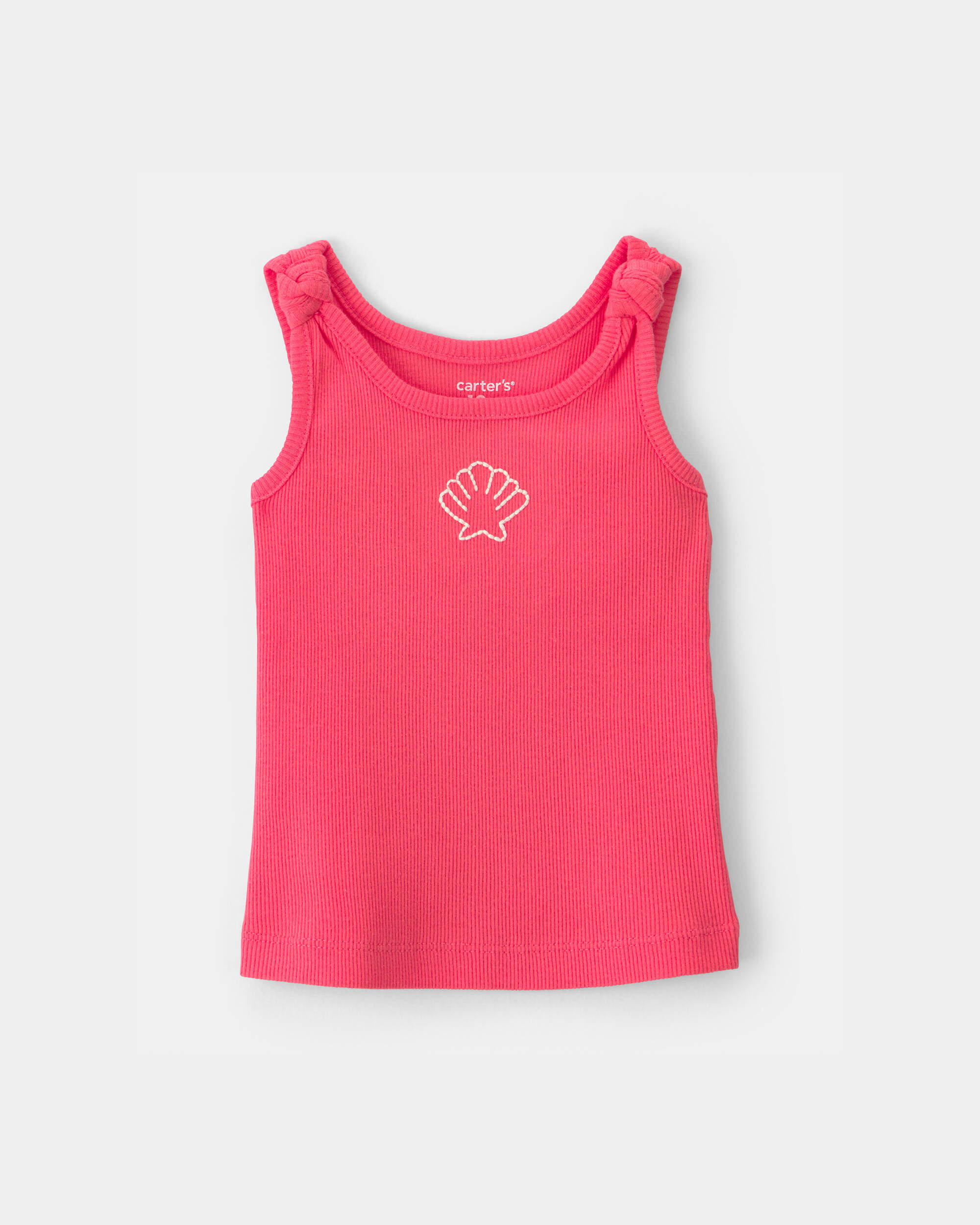 Baby Girl Shell Ribbed Tank Top - Orange