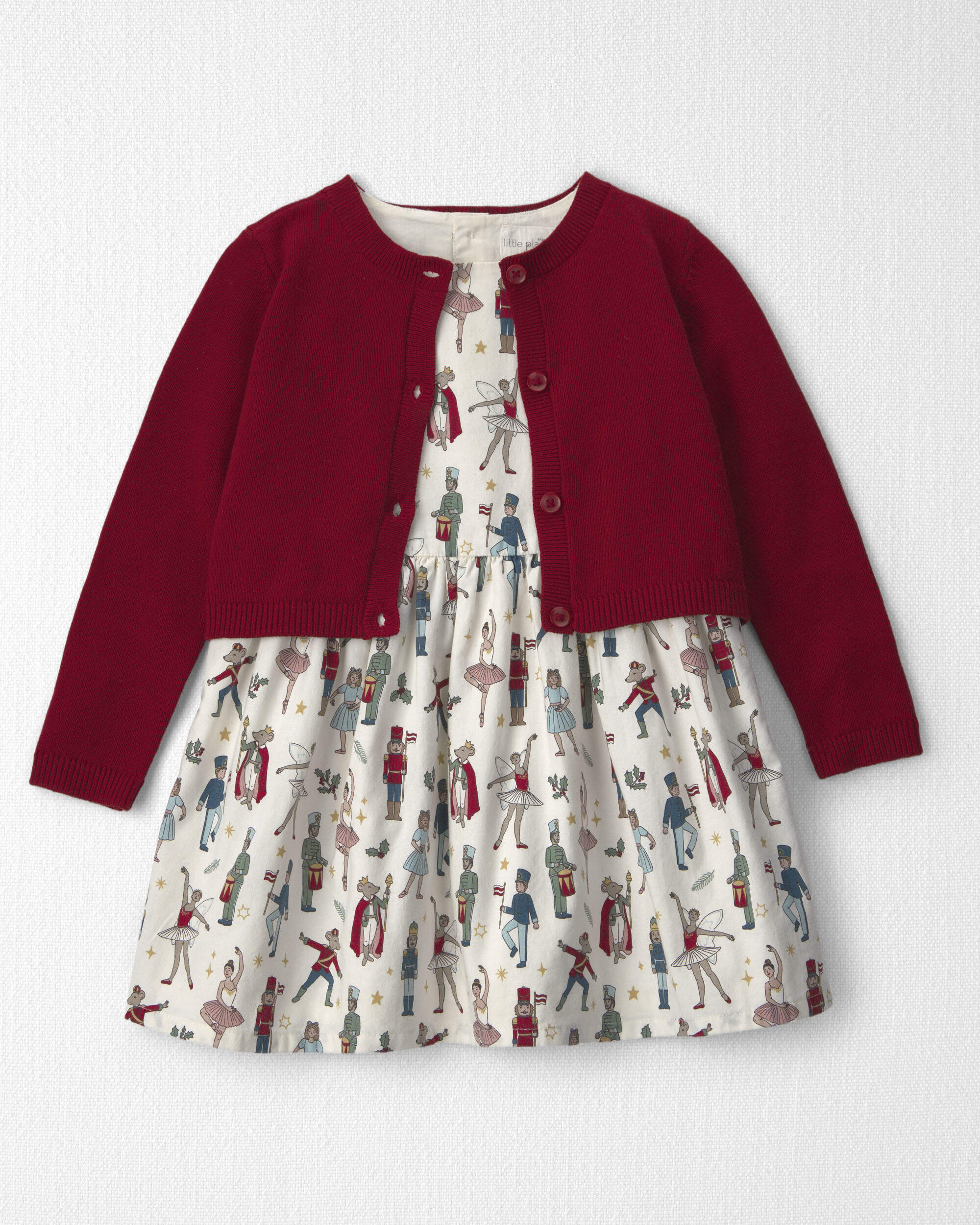 Toddler Girl 2-Piece Organic Cotton Cardigan Dress Set Nutcracker