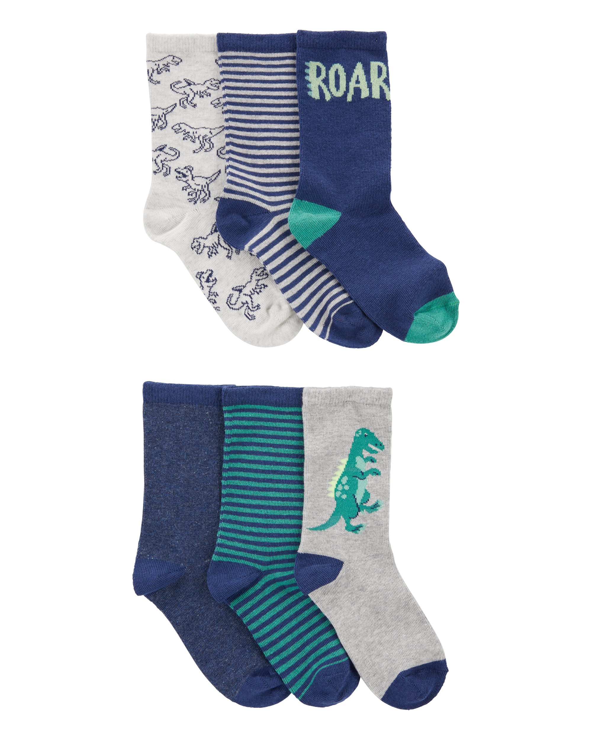 Kid 6-Pack Dinosaur Crew Socks