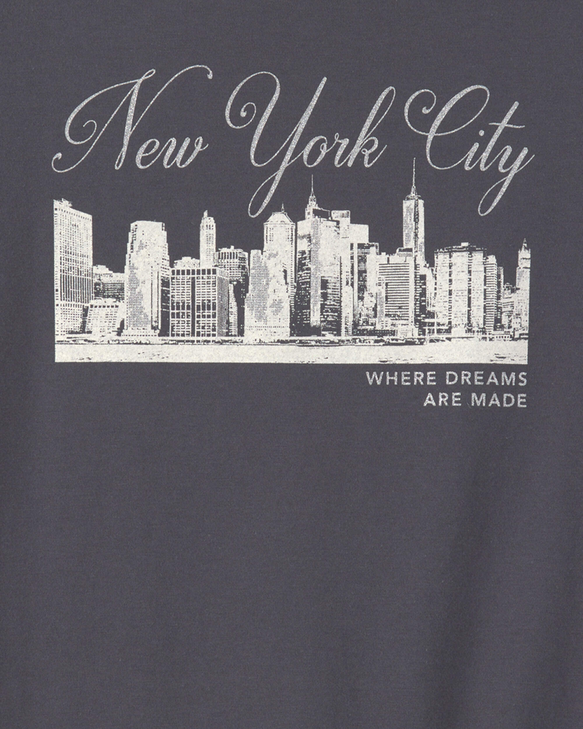 Girls 'New York City' Graphic Tee - Dark Grey
