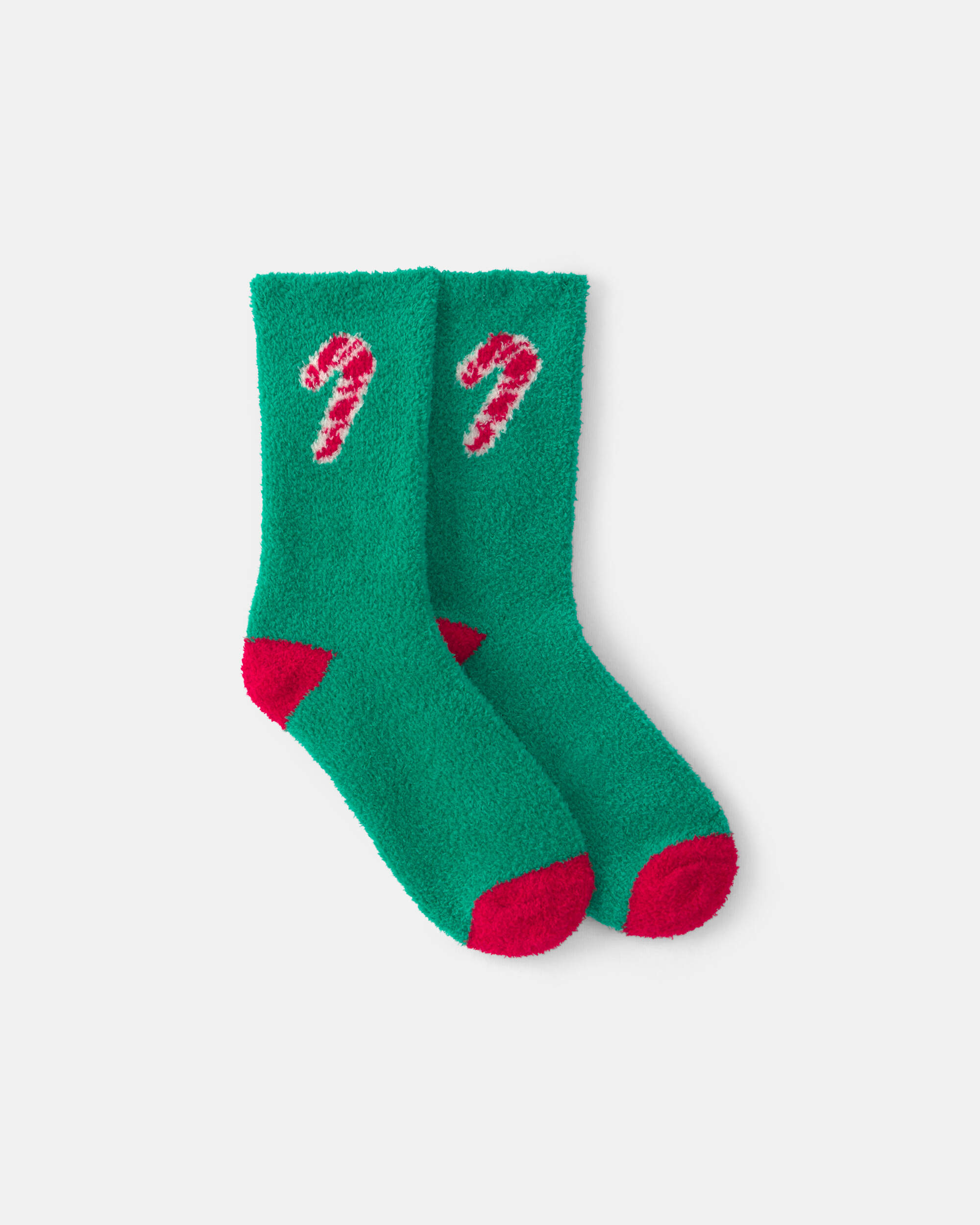 Kids Candy Cane Christmas Cozy Socks - Green