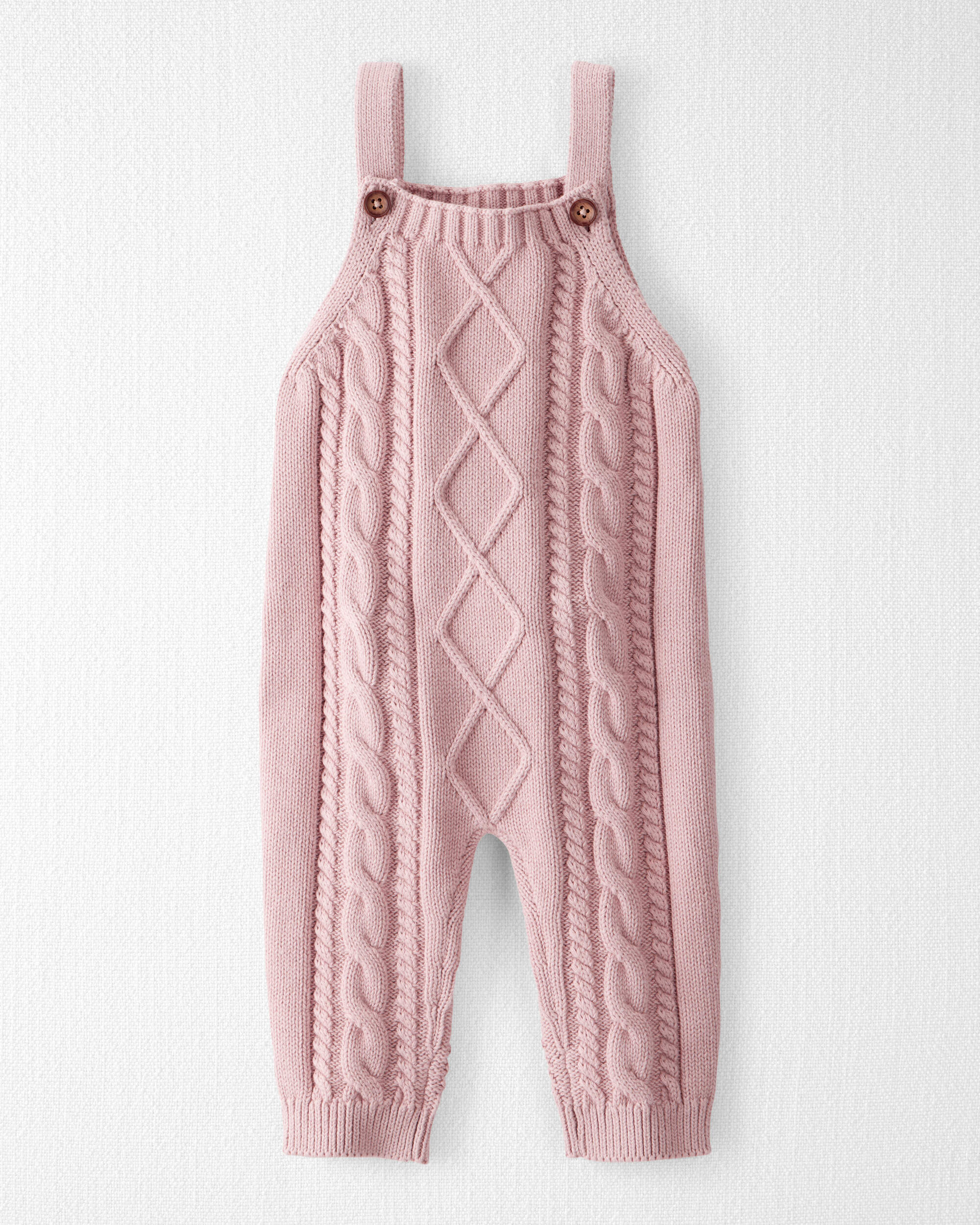 Baby Girl Organic Cotton Cable Knit Overalls