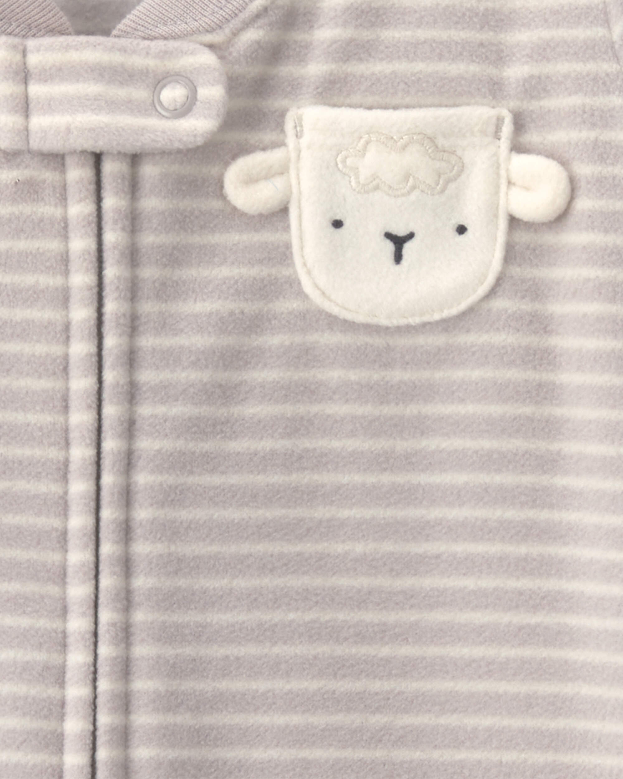 Baby Sheep Striped Fleece Loose Fit Wearable Blanket - Grey