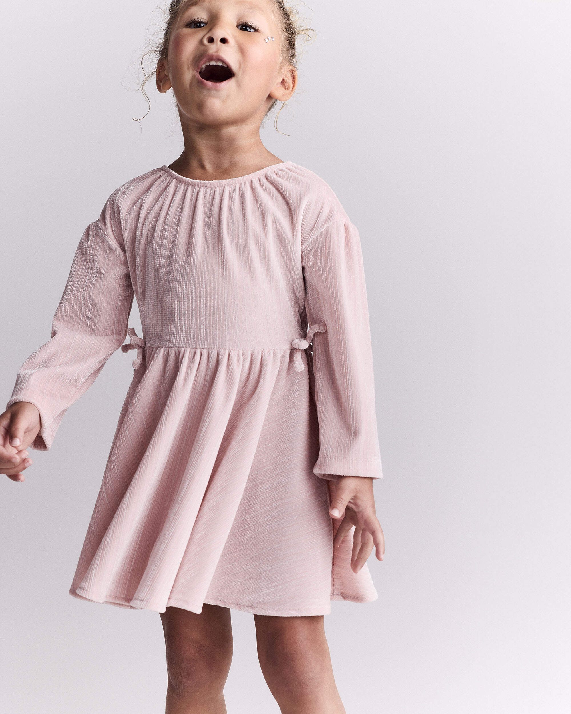 Toddler Girl Velvety Avenue Twirl™ Dress - Light Pink