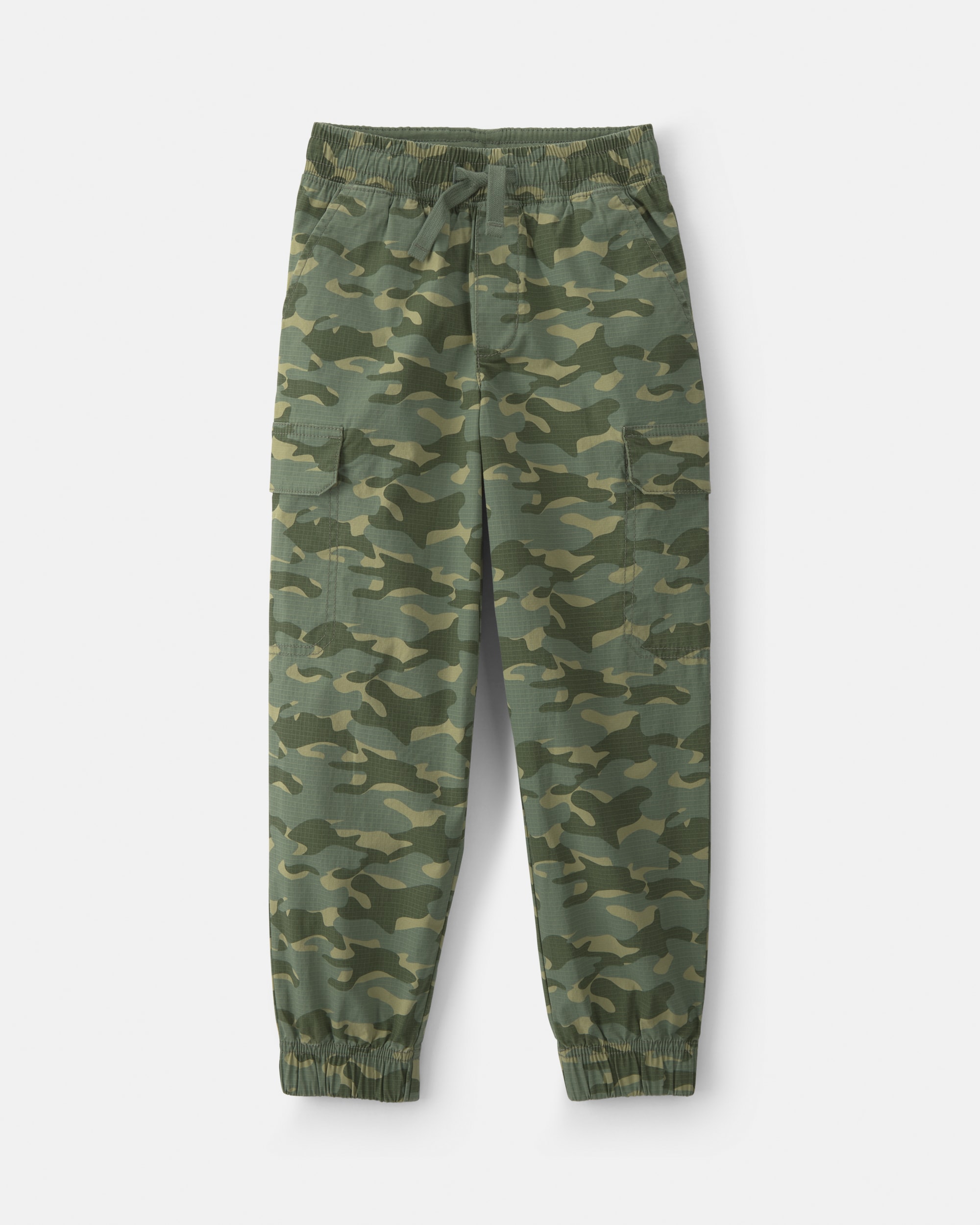 Boys Camo Cargo Joggers - Olive Green