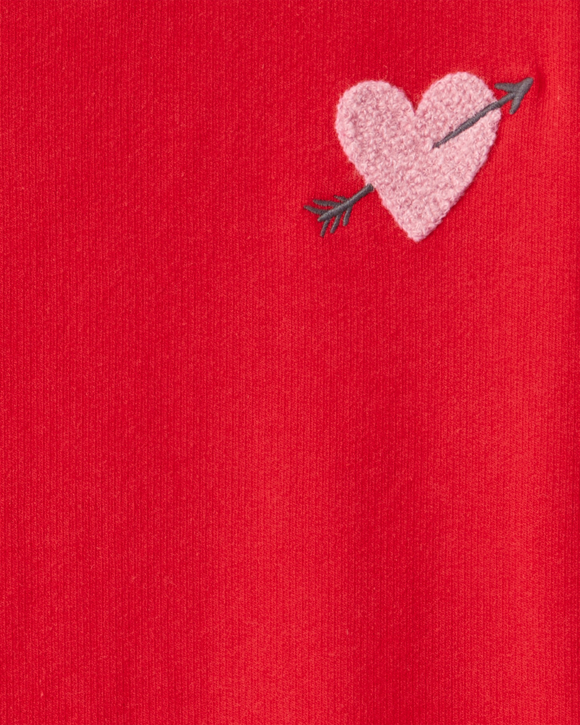 Girls Heart French Terry Dress - Red