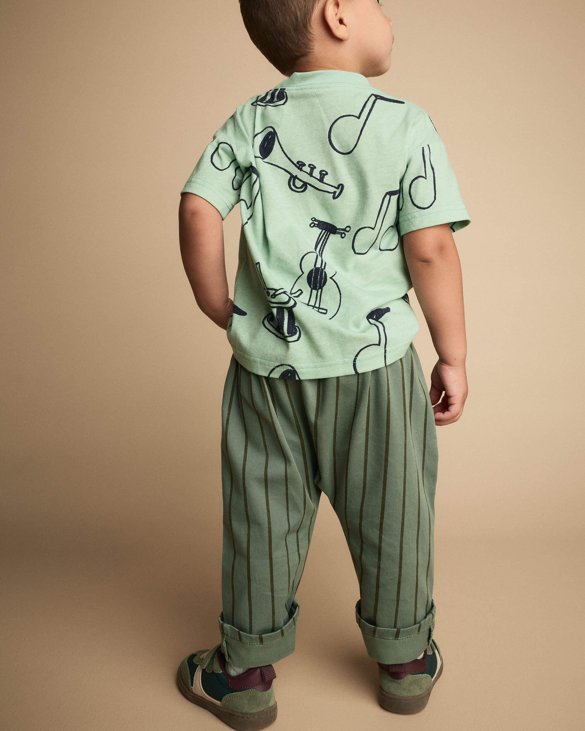 Toddler Boy Playground Pants Stripes - Olive