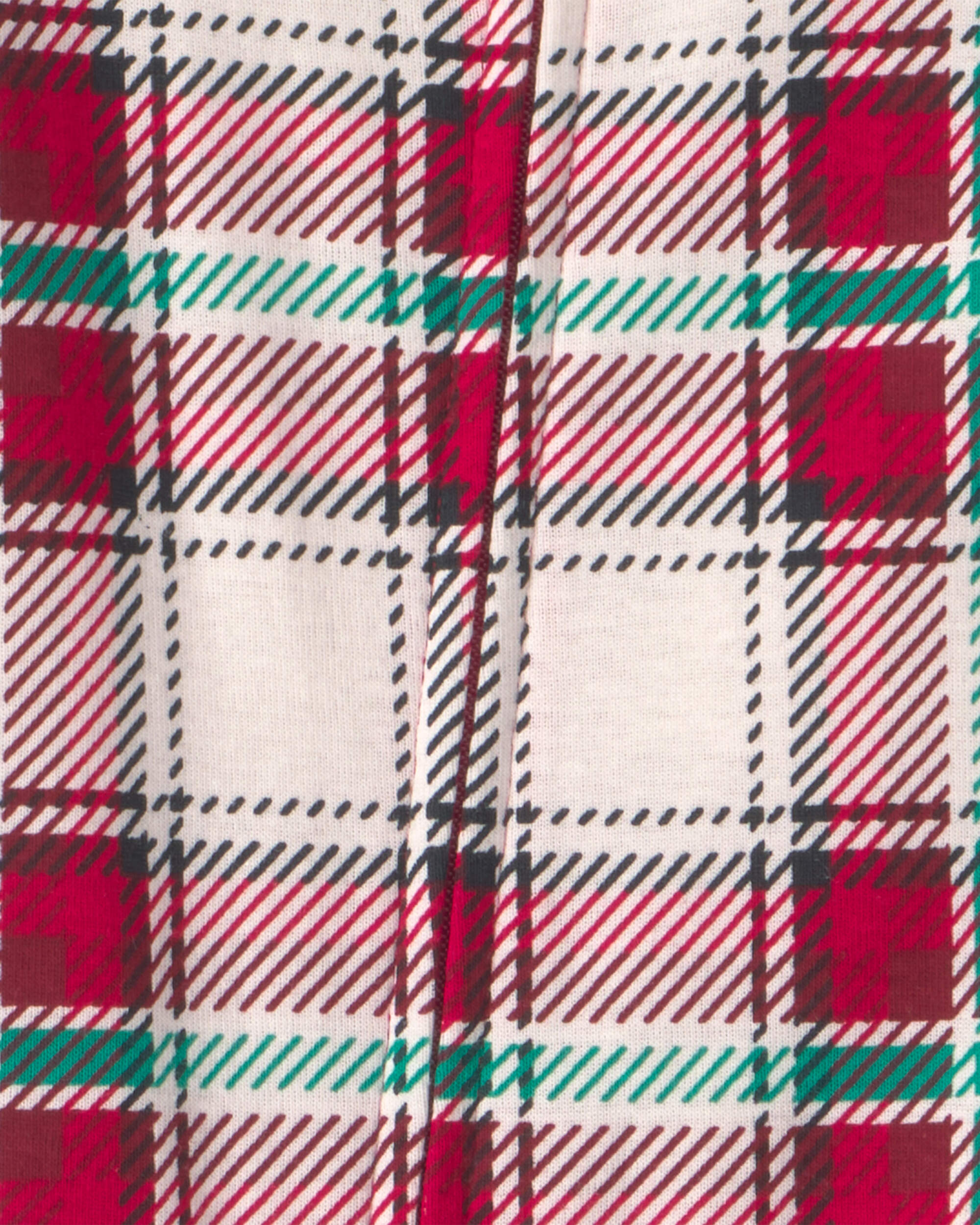 Baby 1-Piece Christmas Plaid 2-Way Zip 100% Cotton Snug Fit Footed Pyjama - Red/Green