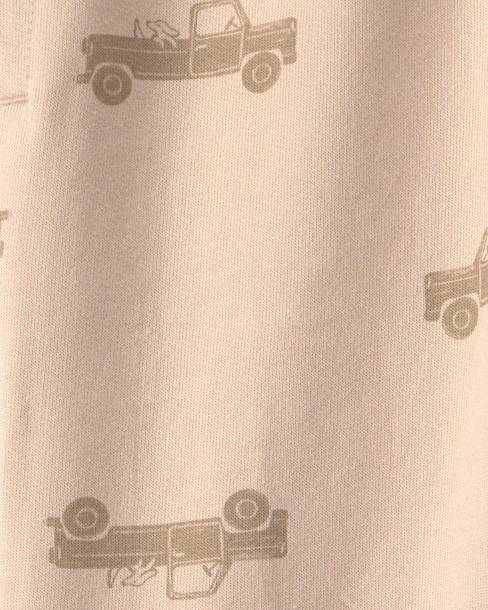 Toddler Boy Truck French Terry Joggers - Beige