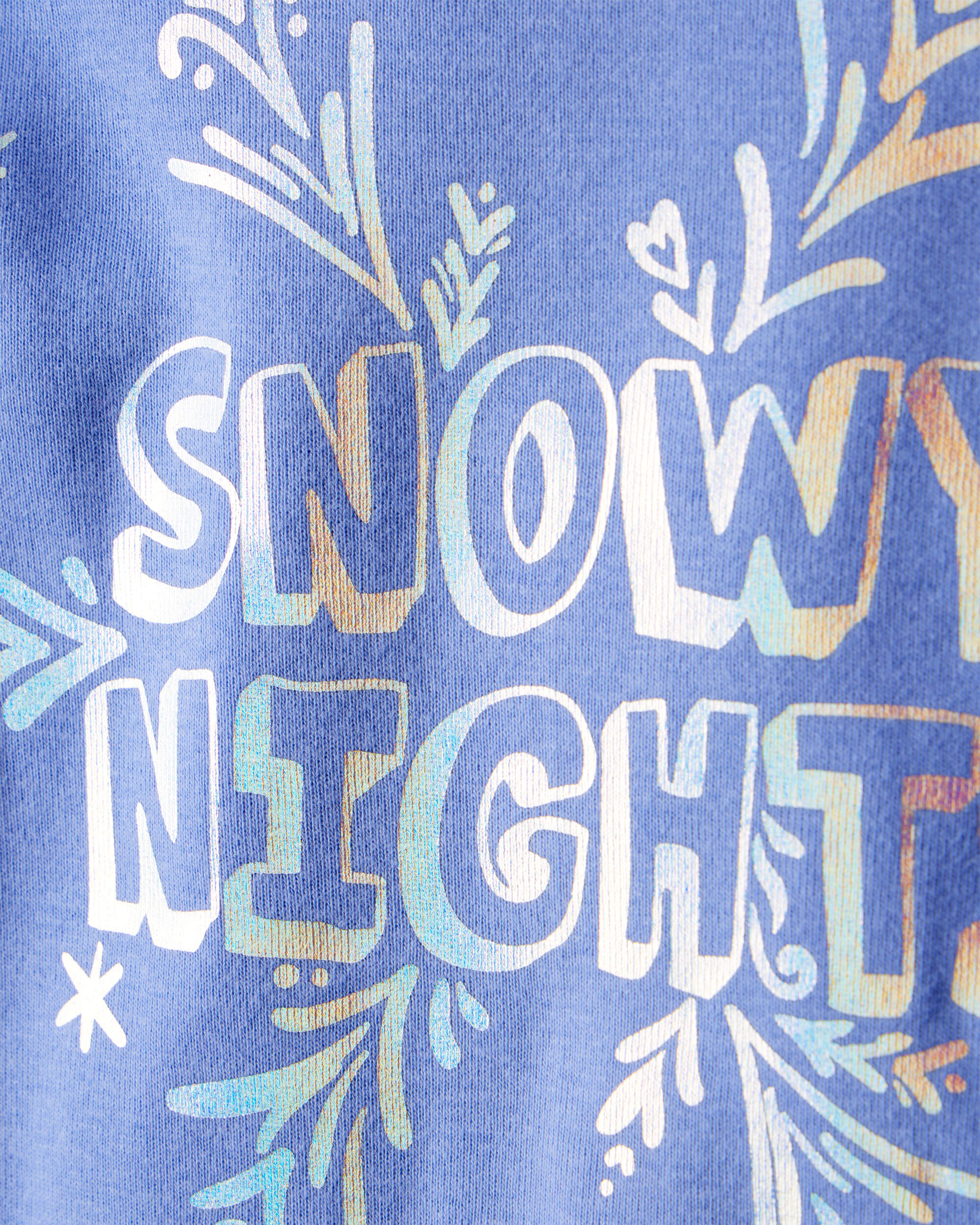 Girls Snowflake Print 100% Cotton Long-Sleeve Snug Fit 4-Piece Pyjamas - Blue