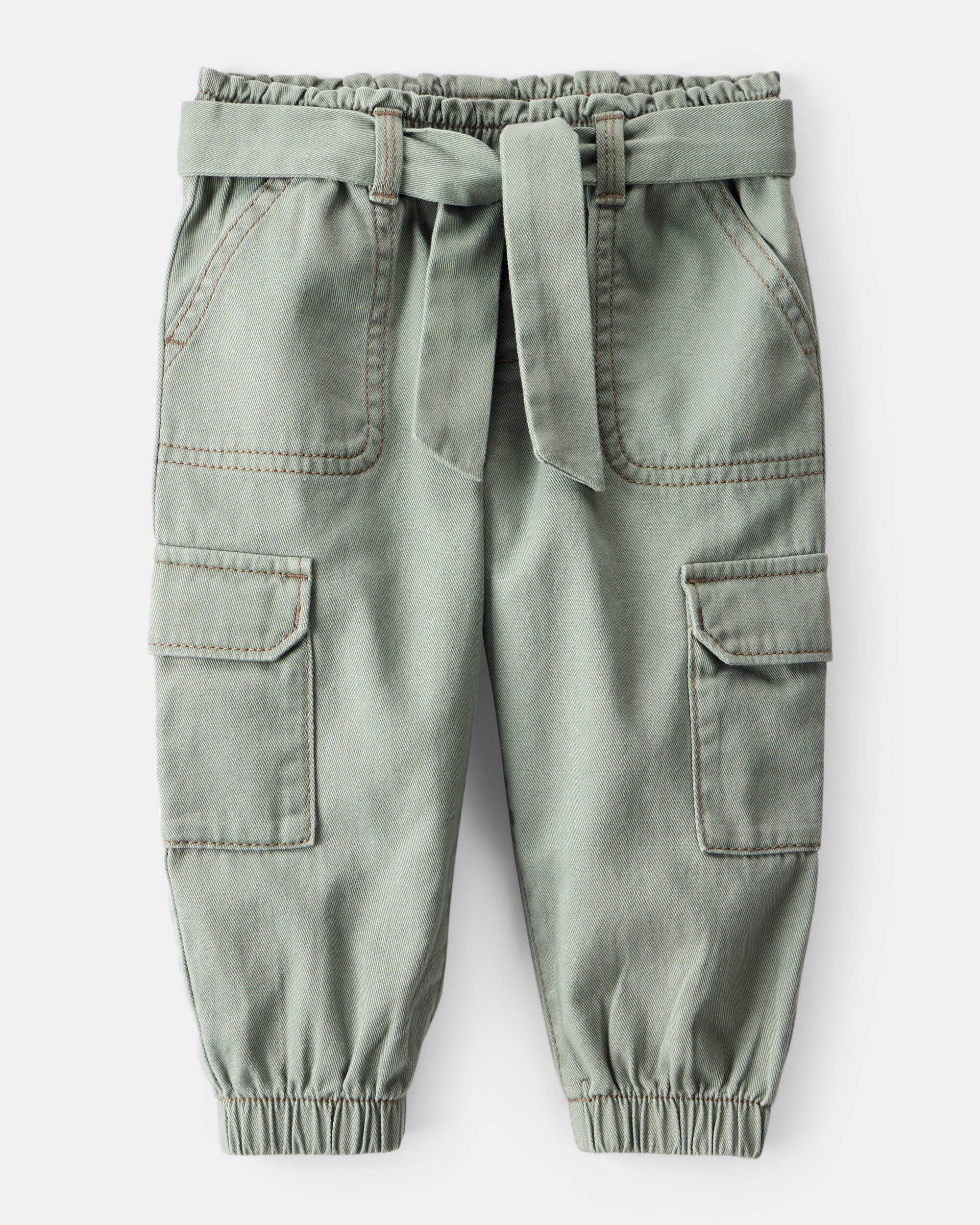 Baby Girl Cotton Cargo Joggers - Green
