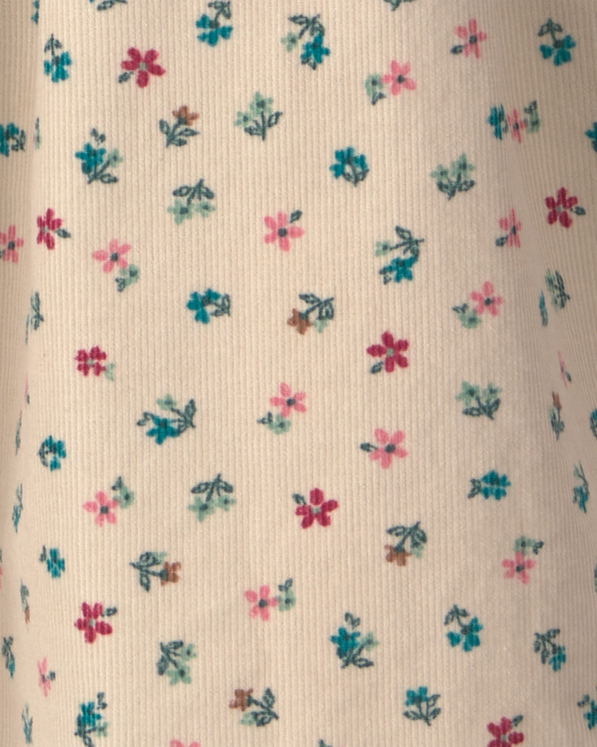 Toddler Girl Floral Collared Corduroy Long-Sleeve Dress - Cream