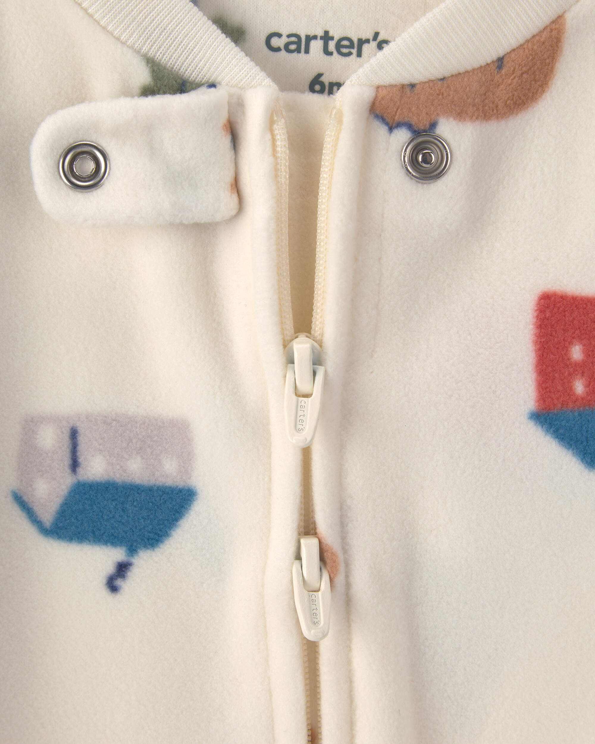 Baby Bear Cabin Fleece 2-Way Zip Sleeper - Cream