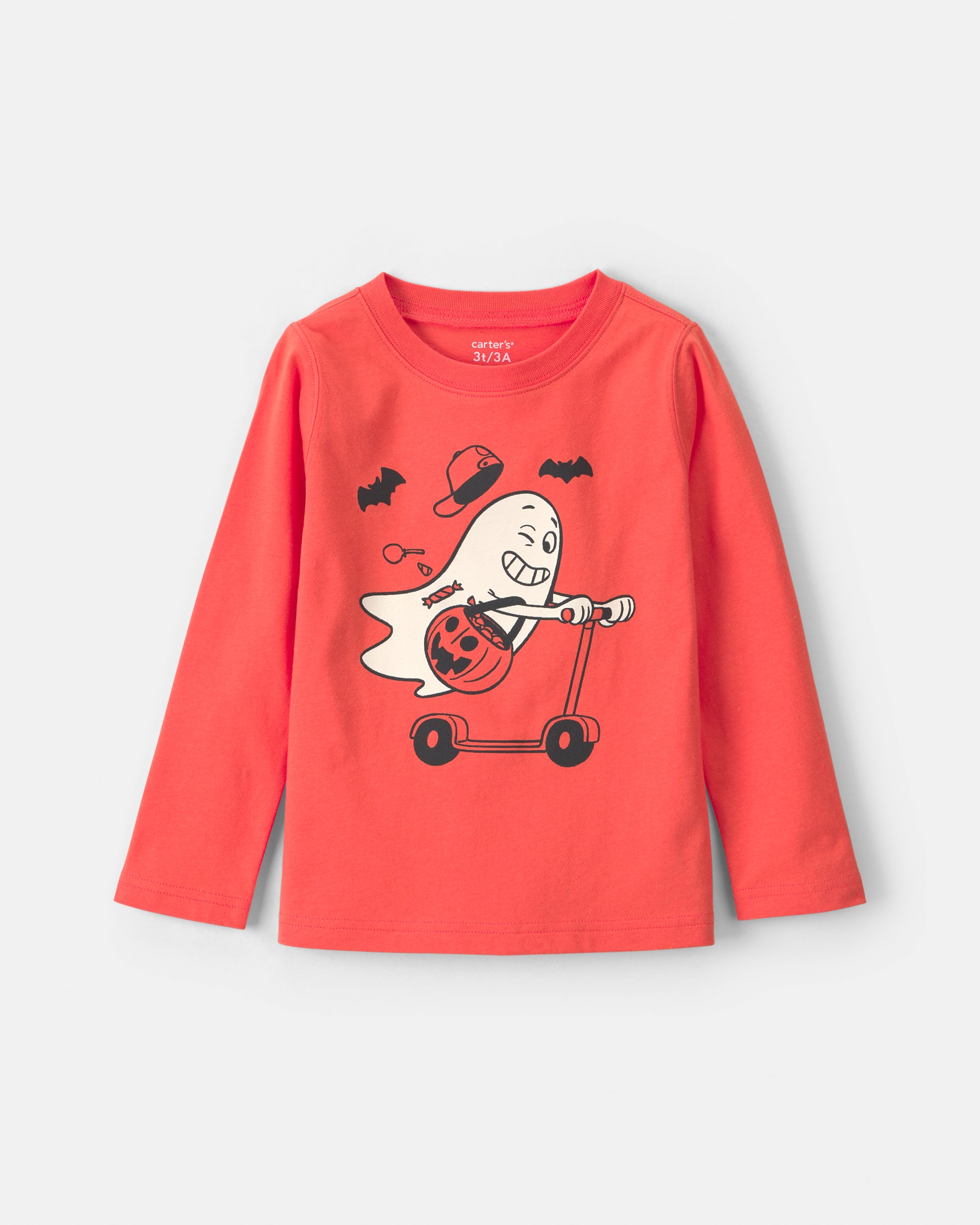 Toddler Boy Ghost Scotter Long-Sleeve Graphic Tee - Orange